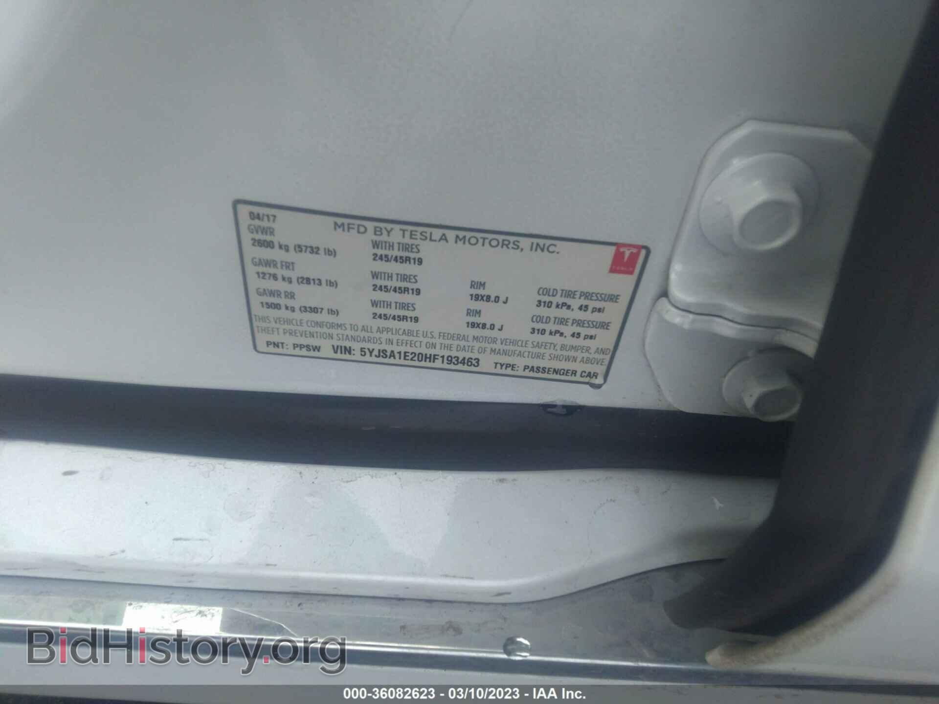 2017 TESLA MODEL S - VIN: 5YJSA1E20HF193463 - Фото 9