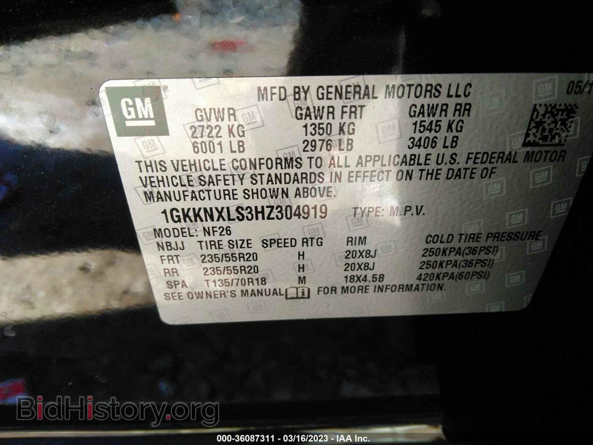 2017 GMC ACADIA - VIN: 1GKKNXLS3HZ304919 - Фото 9