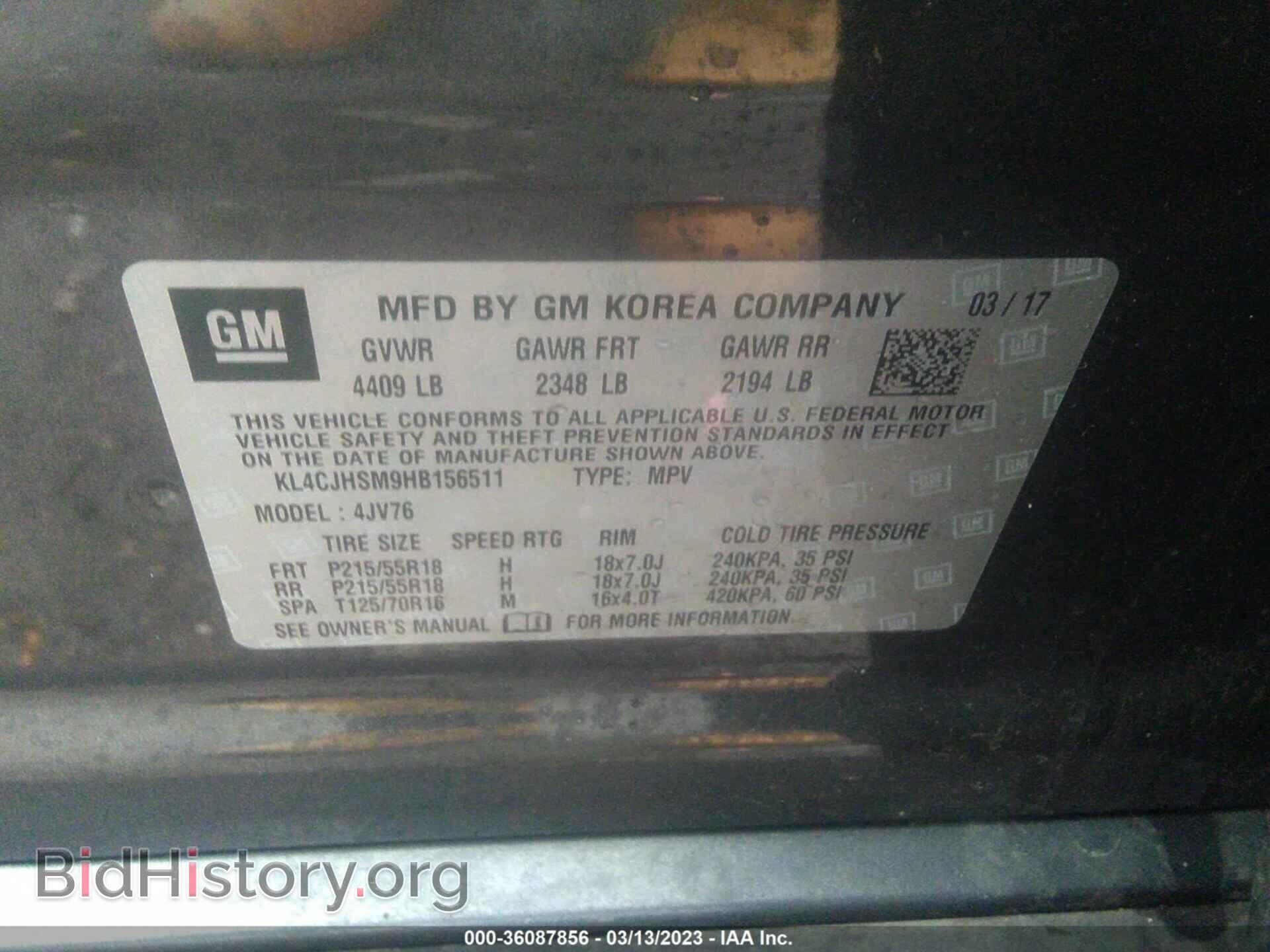 2017 BUICK ENCORE - VIN: KL4CJHSM9HB156511 - Photo 9
