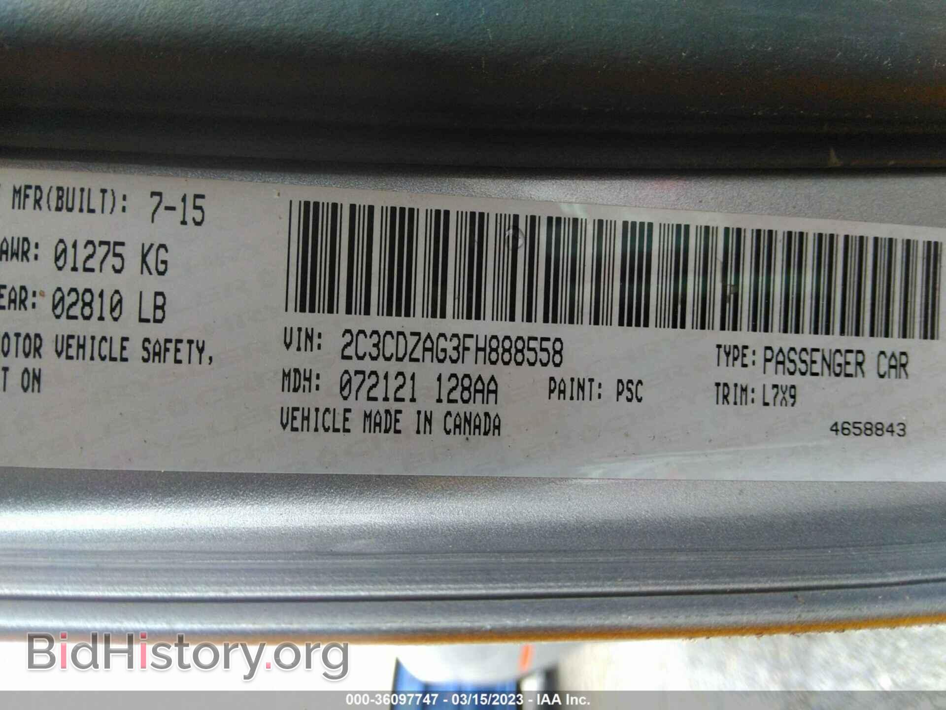 2015 DODGE CHALLENGER - VIN: 2C3CDZAG3FH888558 - Фото 9