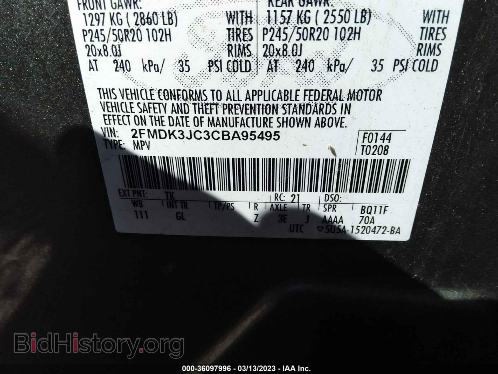2012 FORD EDGE - VIN: 2FMDK3JC3CBA95495 - Photo 9