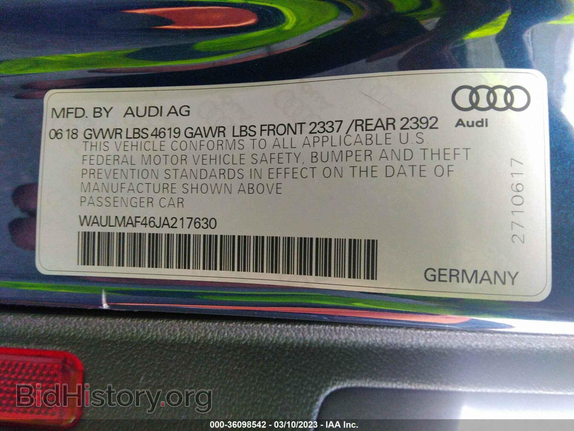 2018 AUDI A4 - VIN: WAULMAF46JA217630 - Photo 9