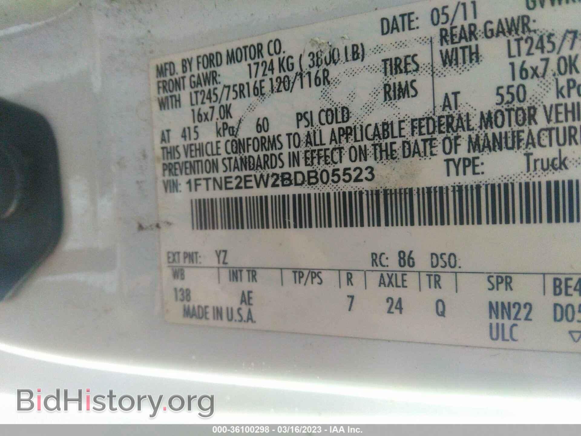 2011 FORD ECONOLINE CARGO VAN - VIN: 1FTNE2EW2BDB05523 - Фото 9