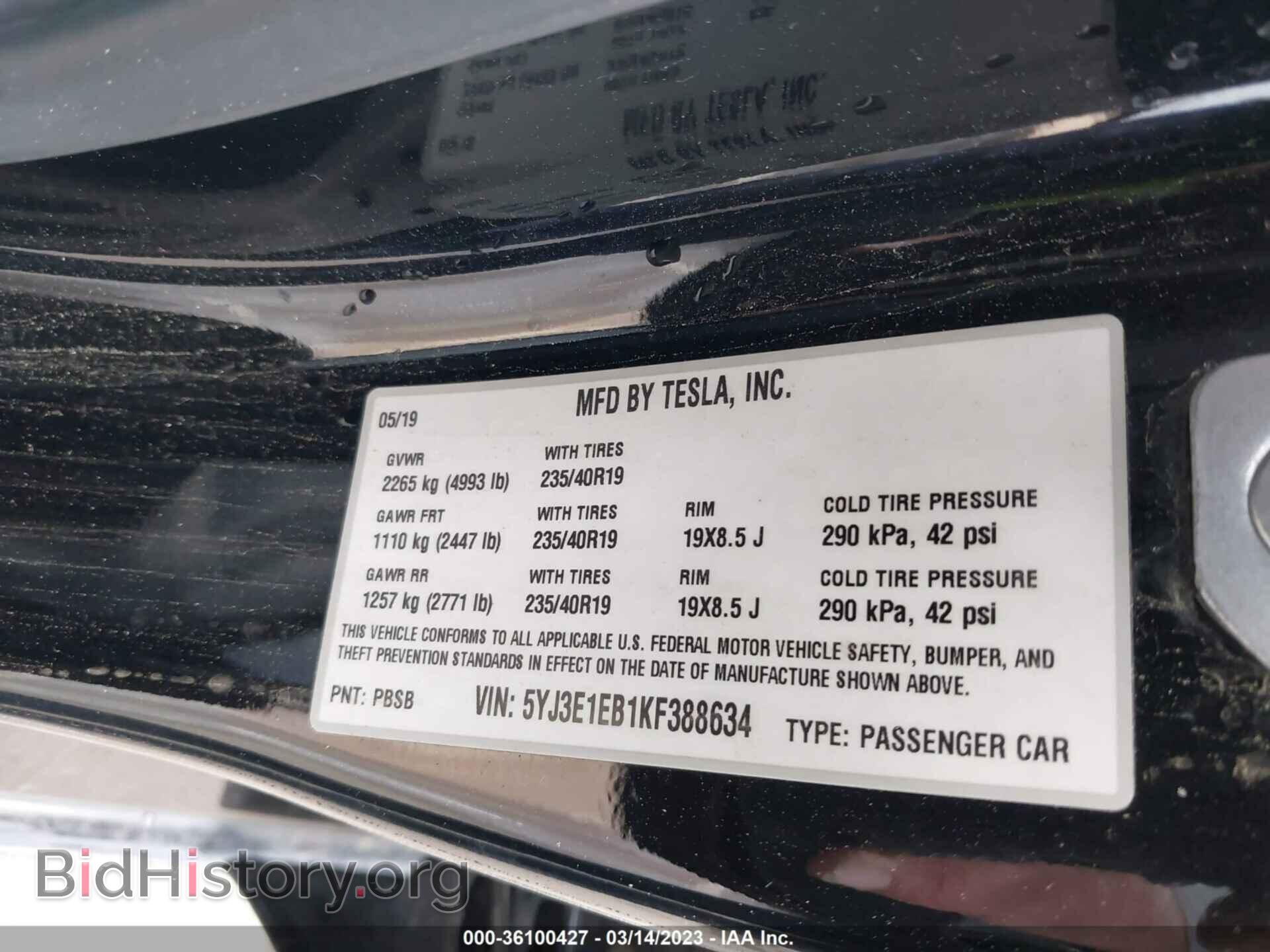 2019 TESLA MODEL 3 - VIN: 5YJ3E1EB1KF388634 - Photo 9