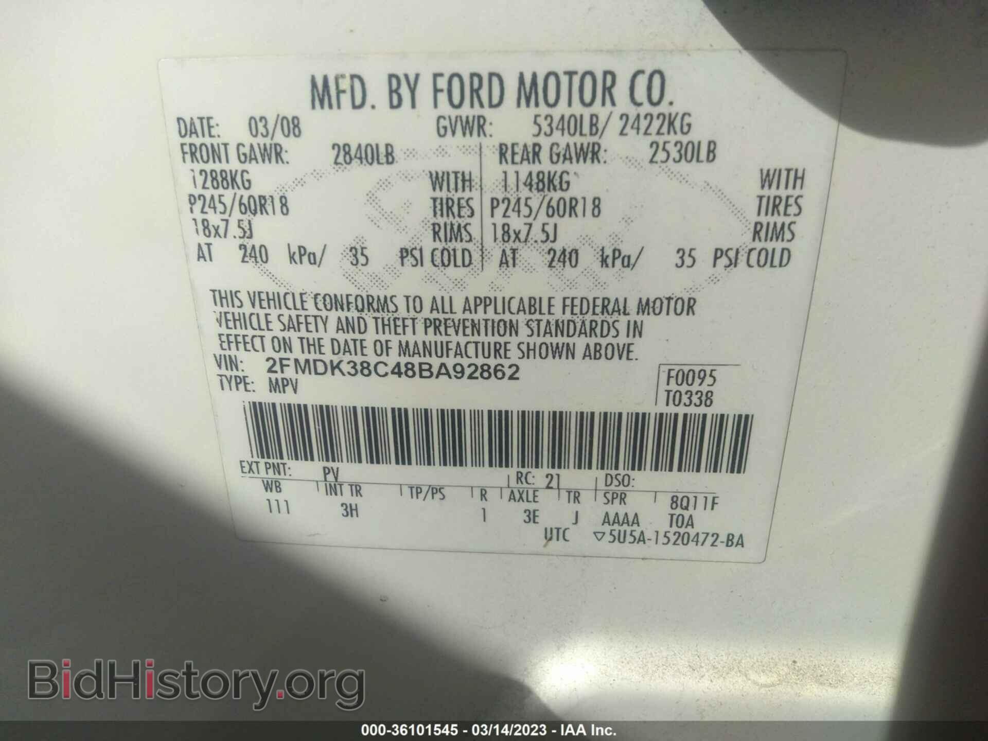 2008 FORD EDGE - VIN: 2FMDK38C48BA92862 - Photo 9