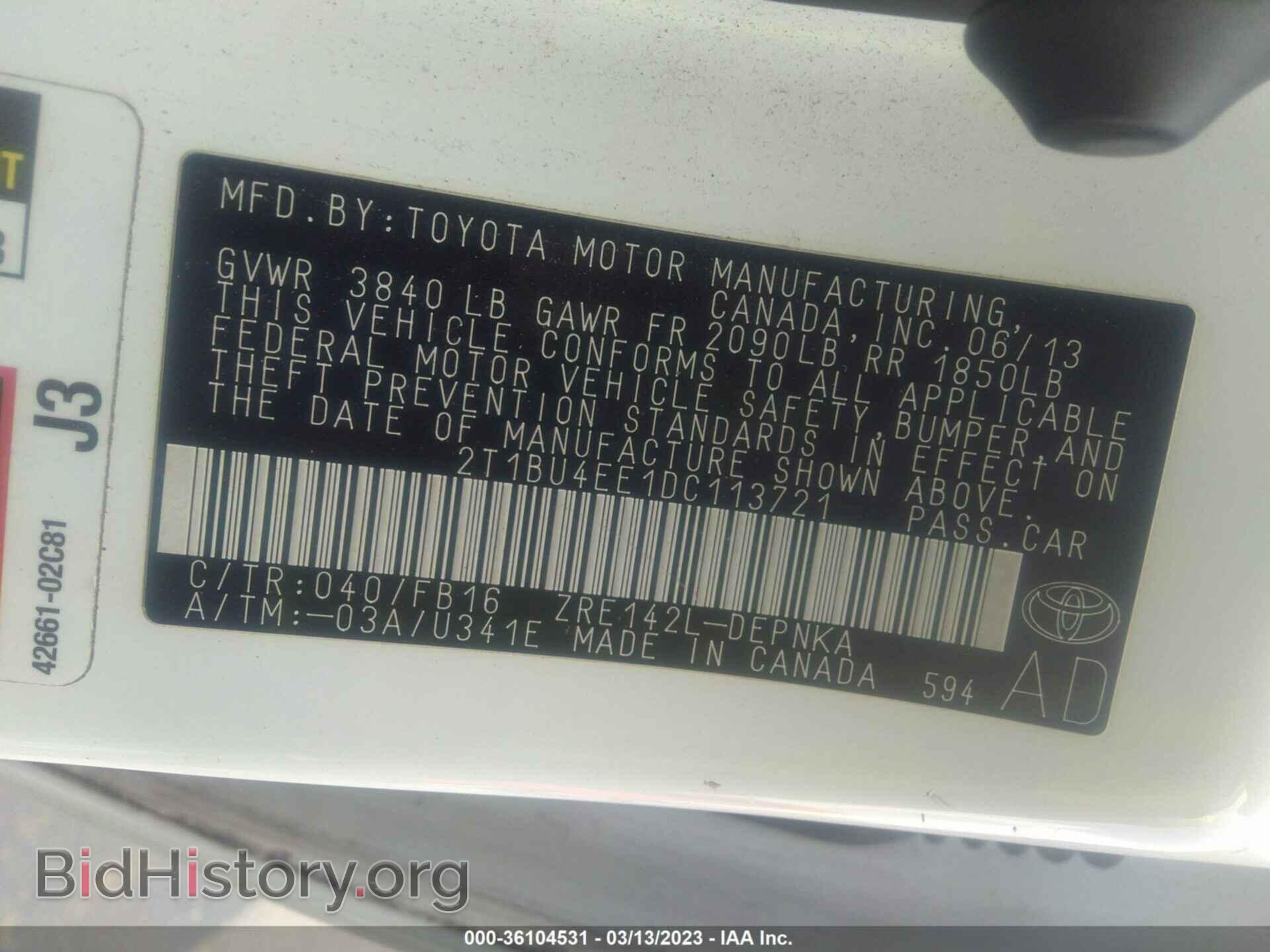 2013 TOYOTA COROLLA - VIN: 2T1BU4EE1DC113721 - Фото 9