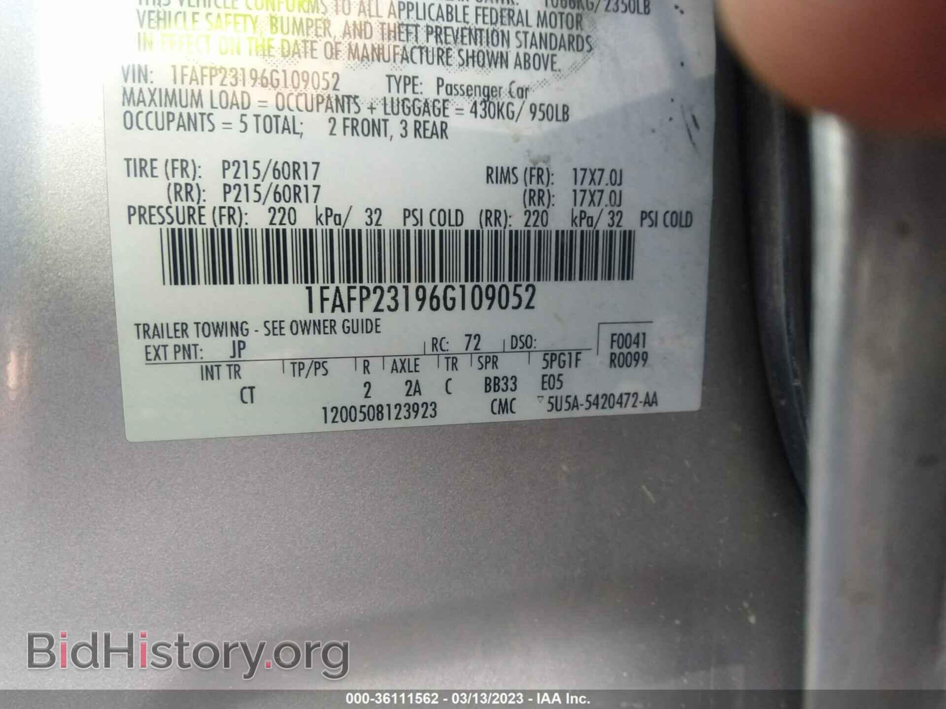 2006 FORD FIVE HUNDRED - VIN: 1FAFP23196G109052 - Photo 9