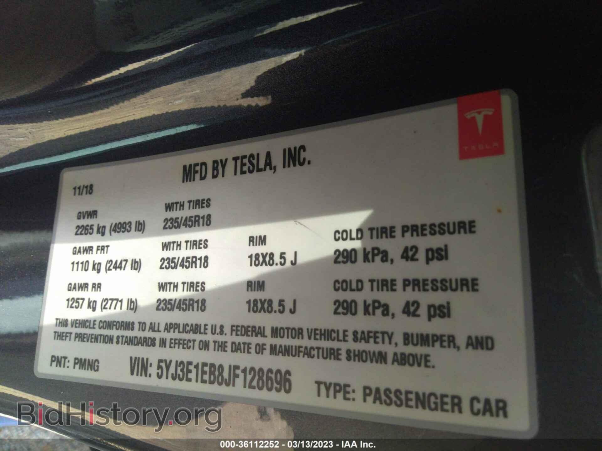2018 TESLA MODEL 3 - VIN: 5YJ3E1EB8JF128696 - Photo 9