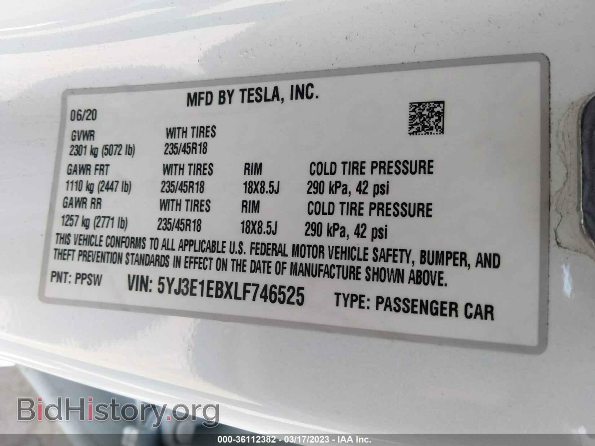 2020 TESLA MODEL 3 - VIN: 5YJ3E1EBXLF746525 - Фото 9