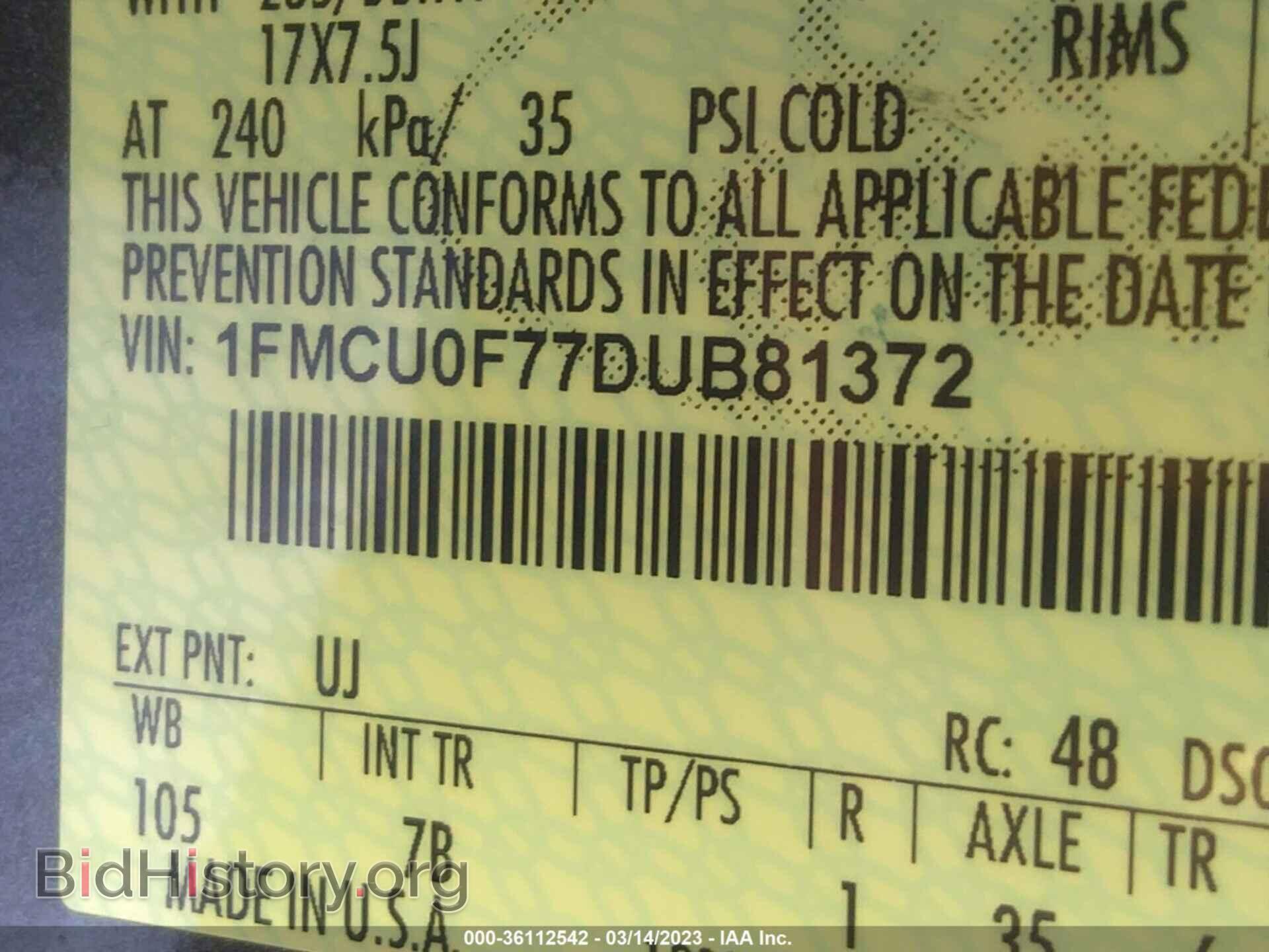 2013 FORD ESCAPE - VIN: 1FMCU0F77DUB81372 - Photo 9