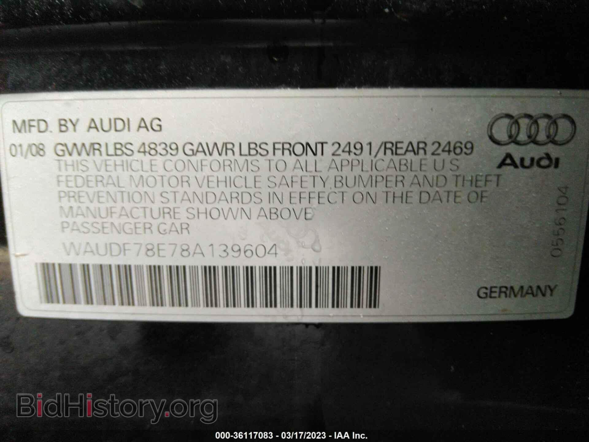 2008 AUDI A4 - VIN: WAUDF78E78A139604 - Photo 9