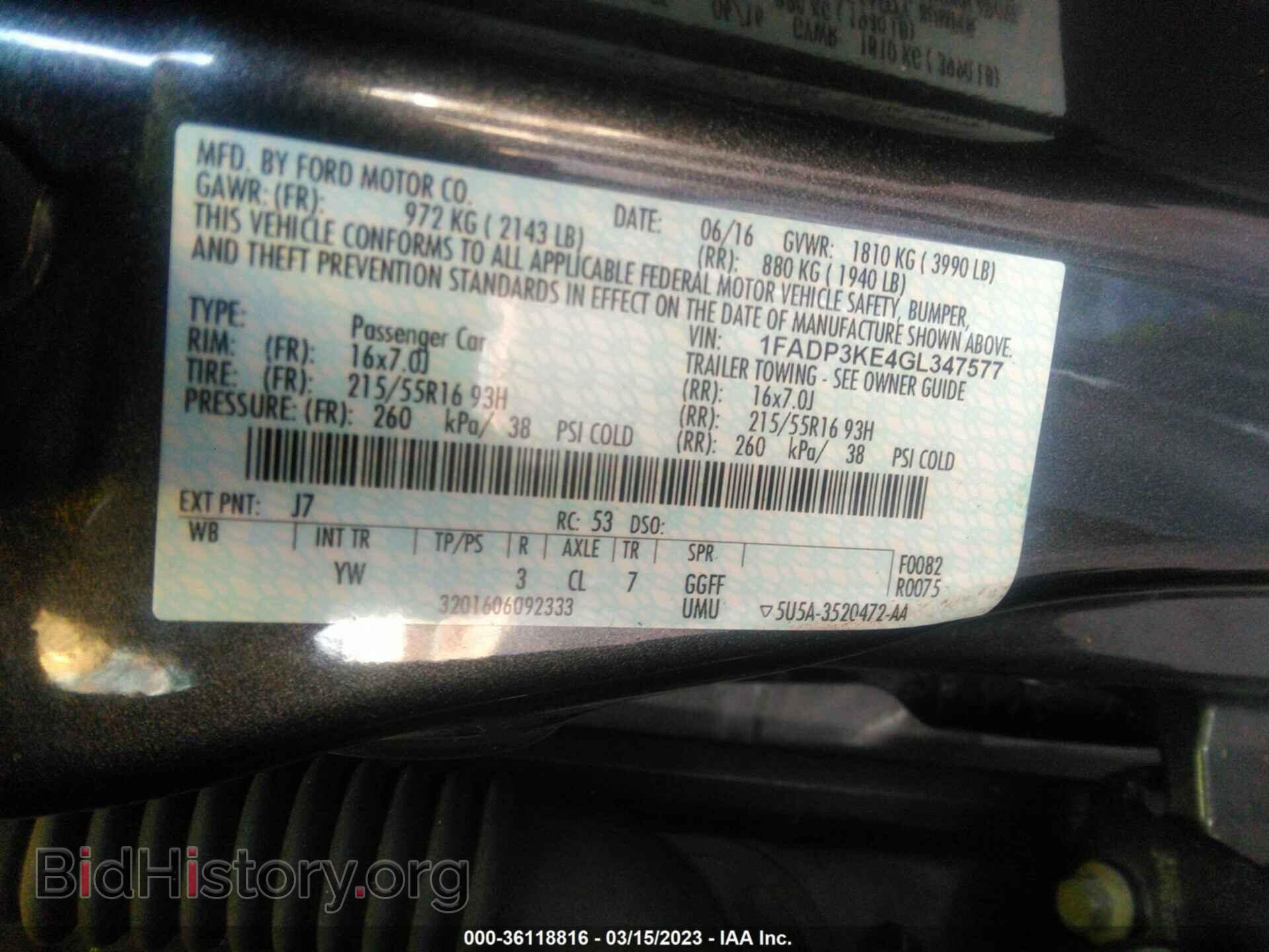 2016 FORD FOCUS - VIN: 1FADP3KE4GL347577 - Фото 9