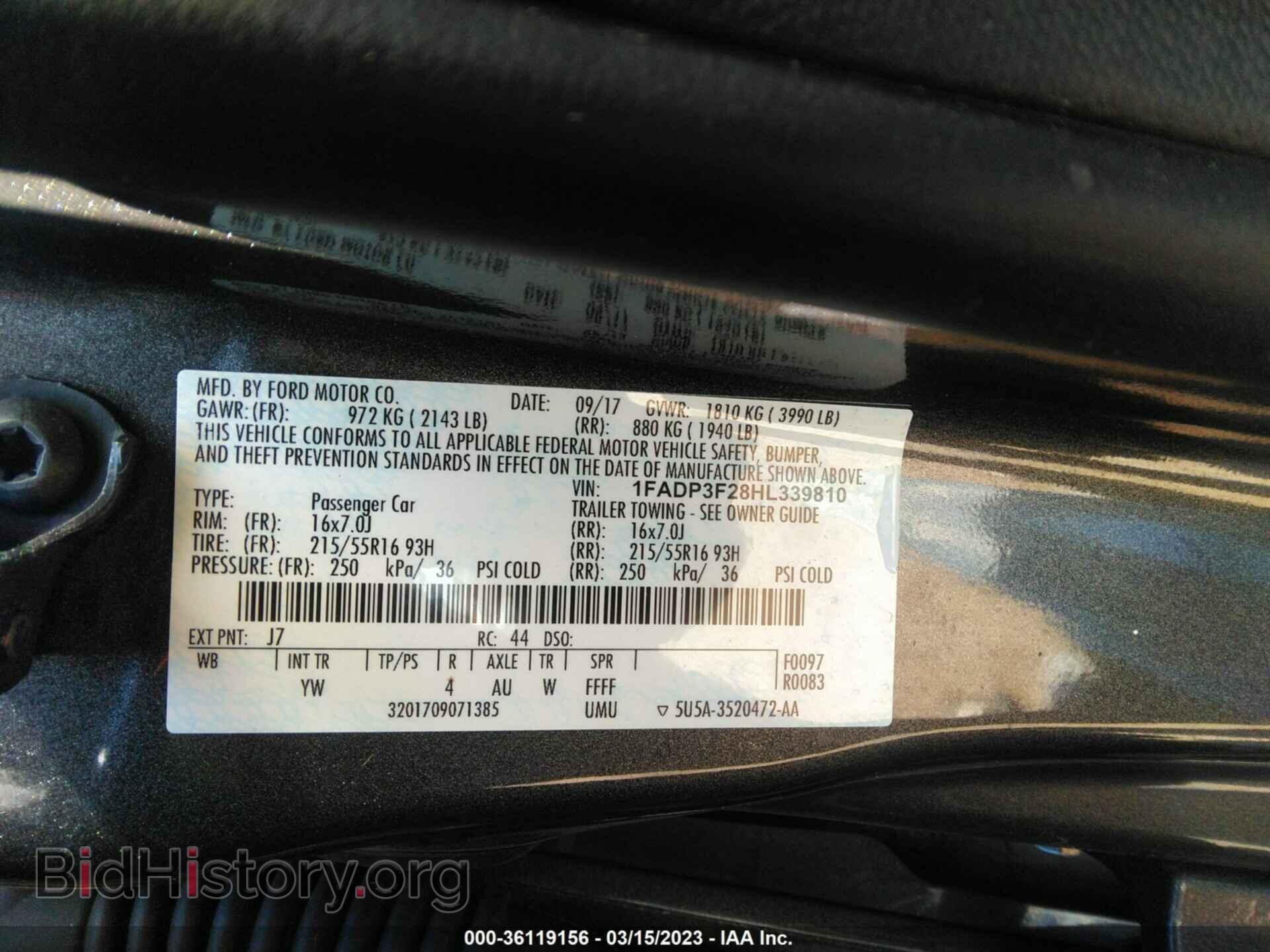 2017 FORD FOCUS - VIN: 1FADP3F28HL339810 - Фото 9