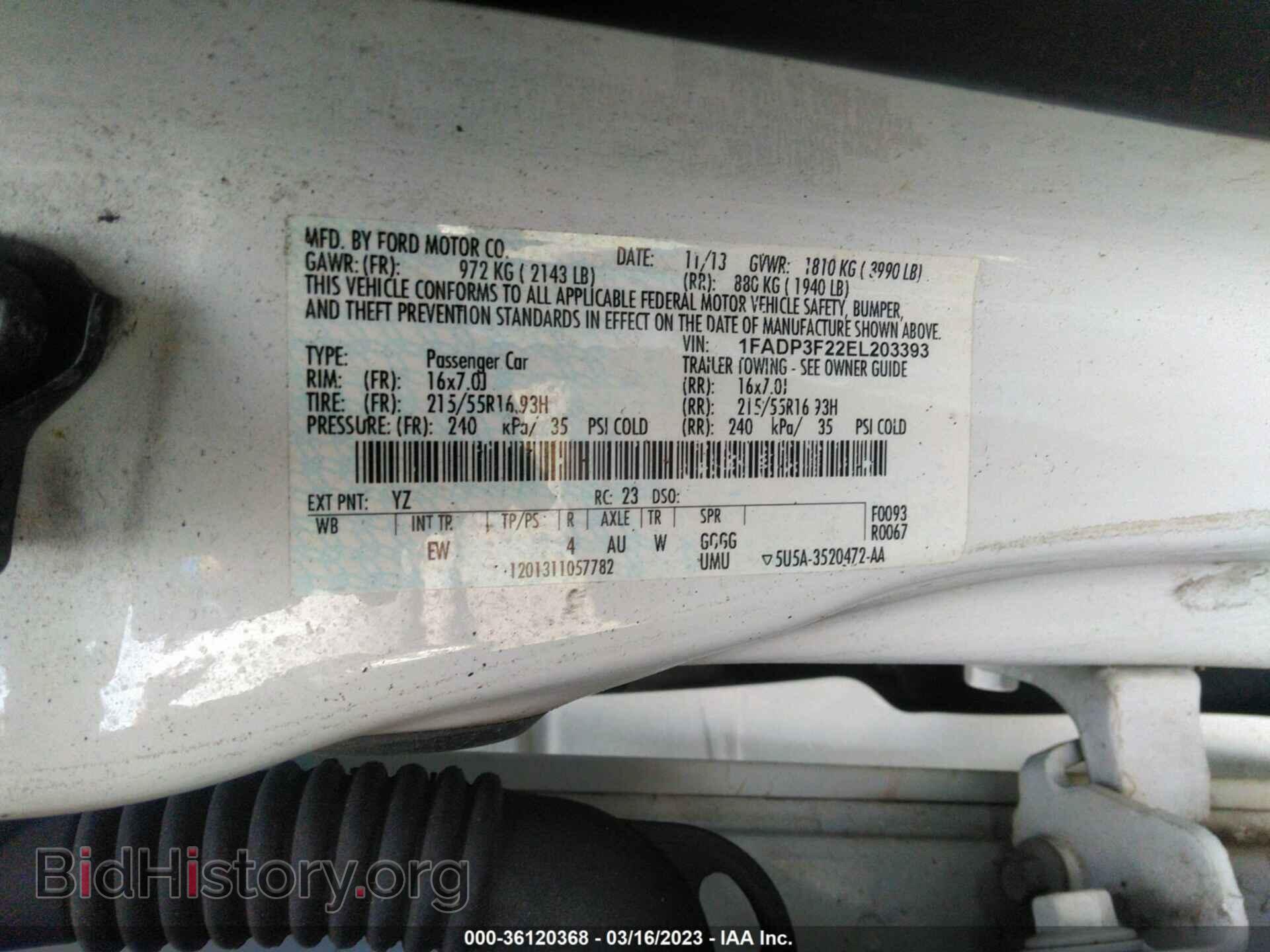 2014 FORD FOCUS - VIN: 1FADP3F22EL203393 - Фото 9