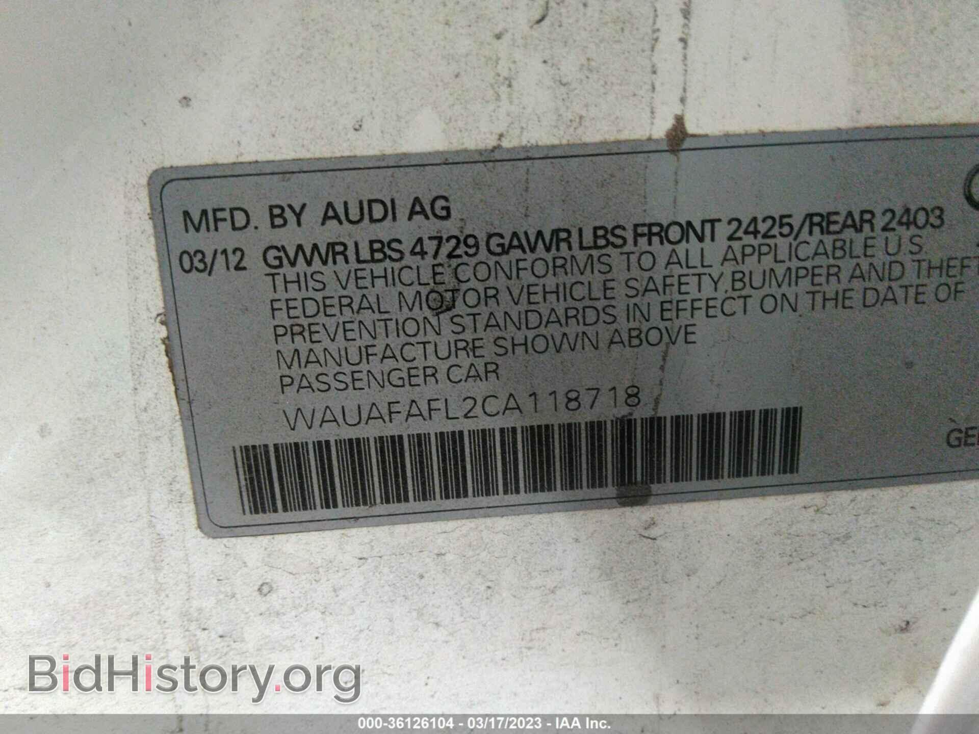 2012 AUDI A4 - VIN: WAUAFAFL2CA118718 - Фото 9