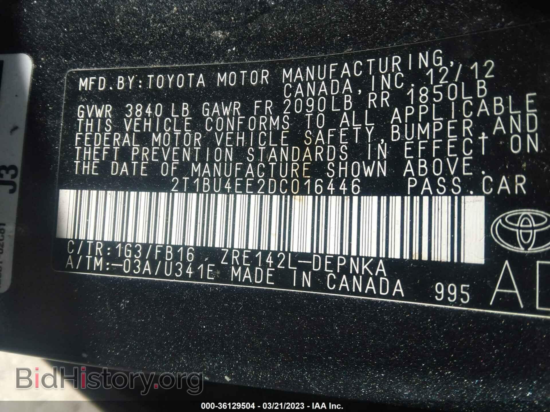 2013 TOYOTA COROLLA - VIN: 2T1BU4EE2DC016446 - Photo 9
