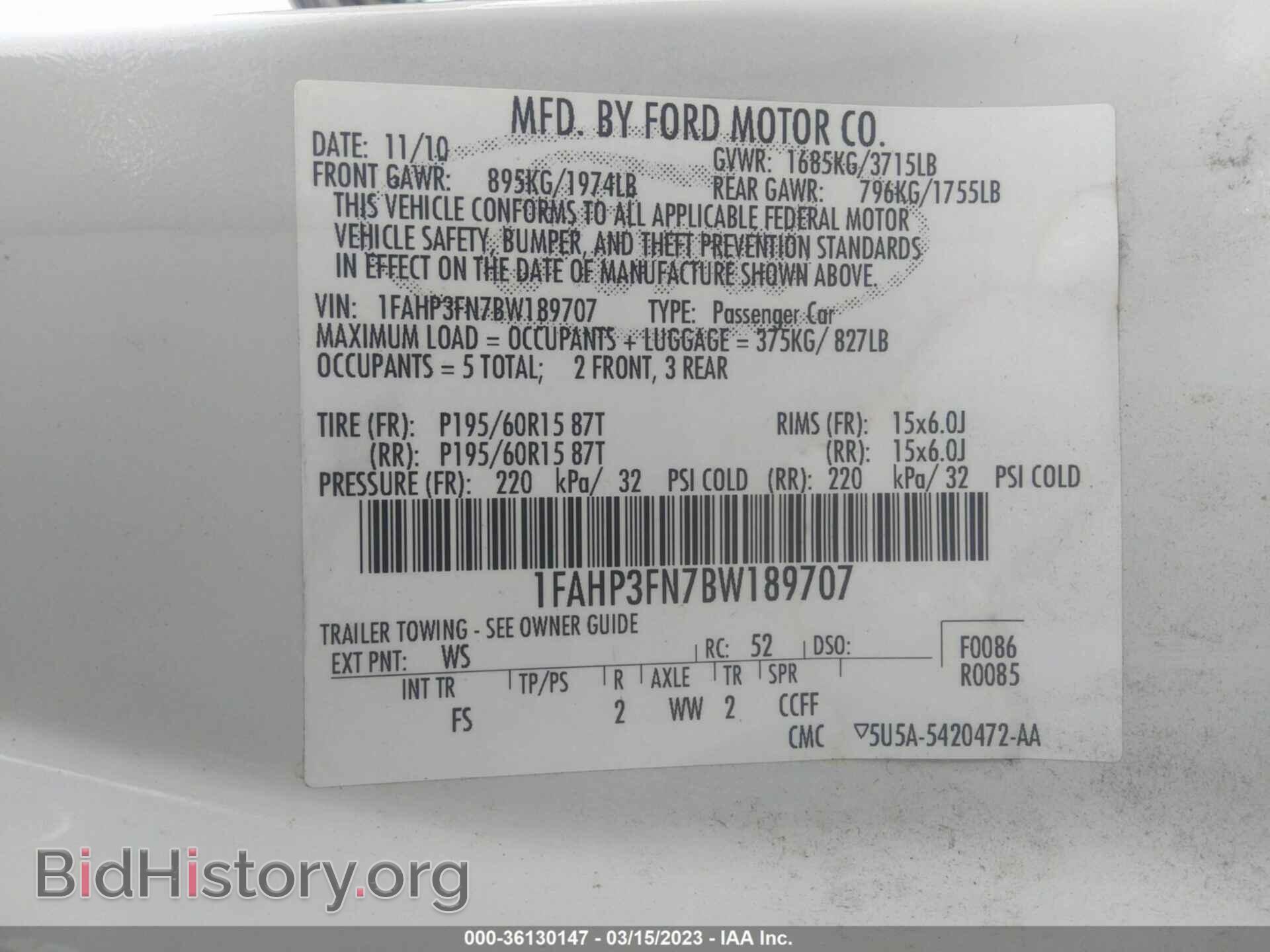 2011 FORD FOCUS - VIN: 1FAHP3FN7BW189707 - Photo 9