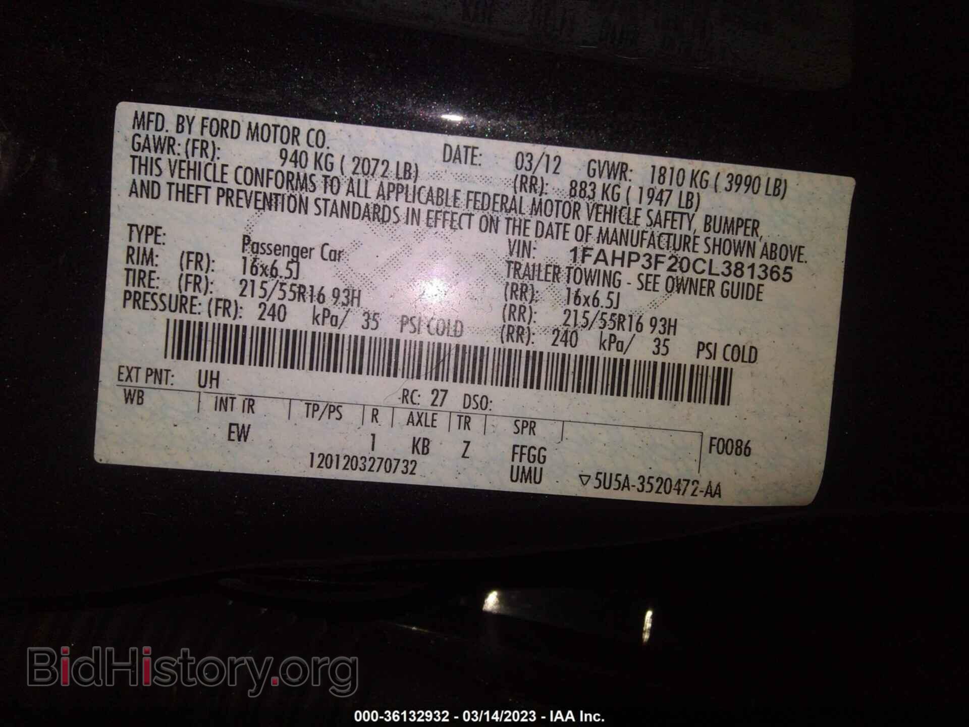 2012 FORD FOCUS - VIN: 1FAHP3F20CL381365 - Photo 9