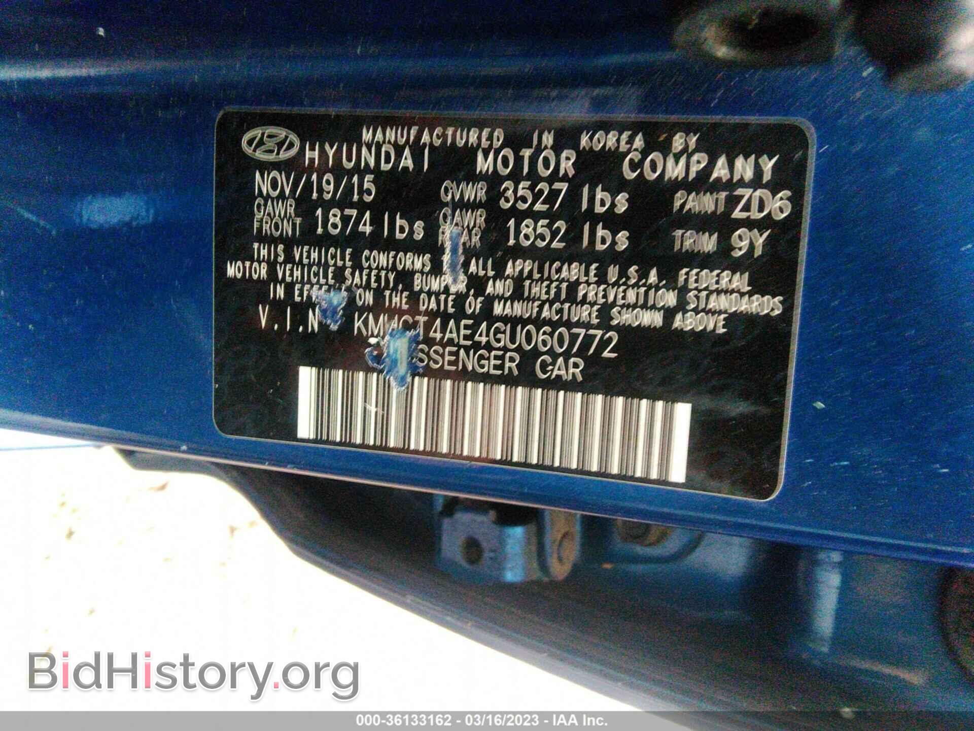 2016 HYUNDAI ACCENT - VIN: KMHCT4AE4GU060772 - Фото 9