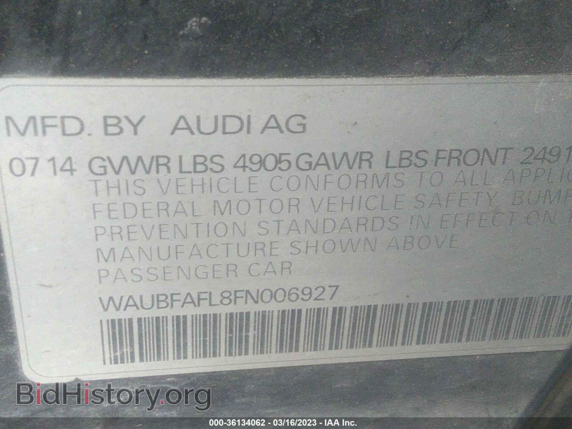 2015 AUDI A4 - VIN: WAUBFAFL8FN006927 - Фото 9