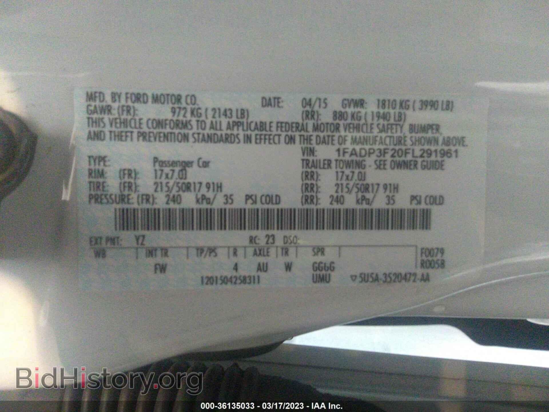 2015 FORD FOCUS - VIN: 1FADP3F20FL291961 - Фото 9
