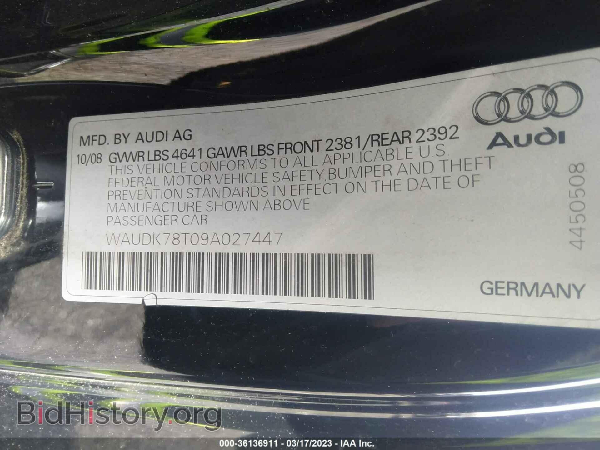 2009 AUDI A5 - VIN: WAUDK78T09A027447 - Photo 9