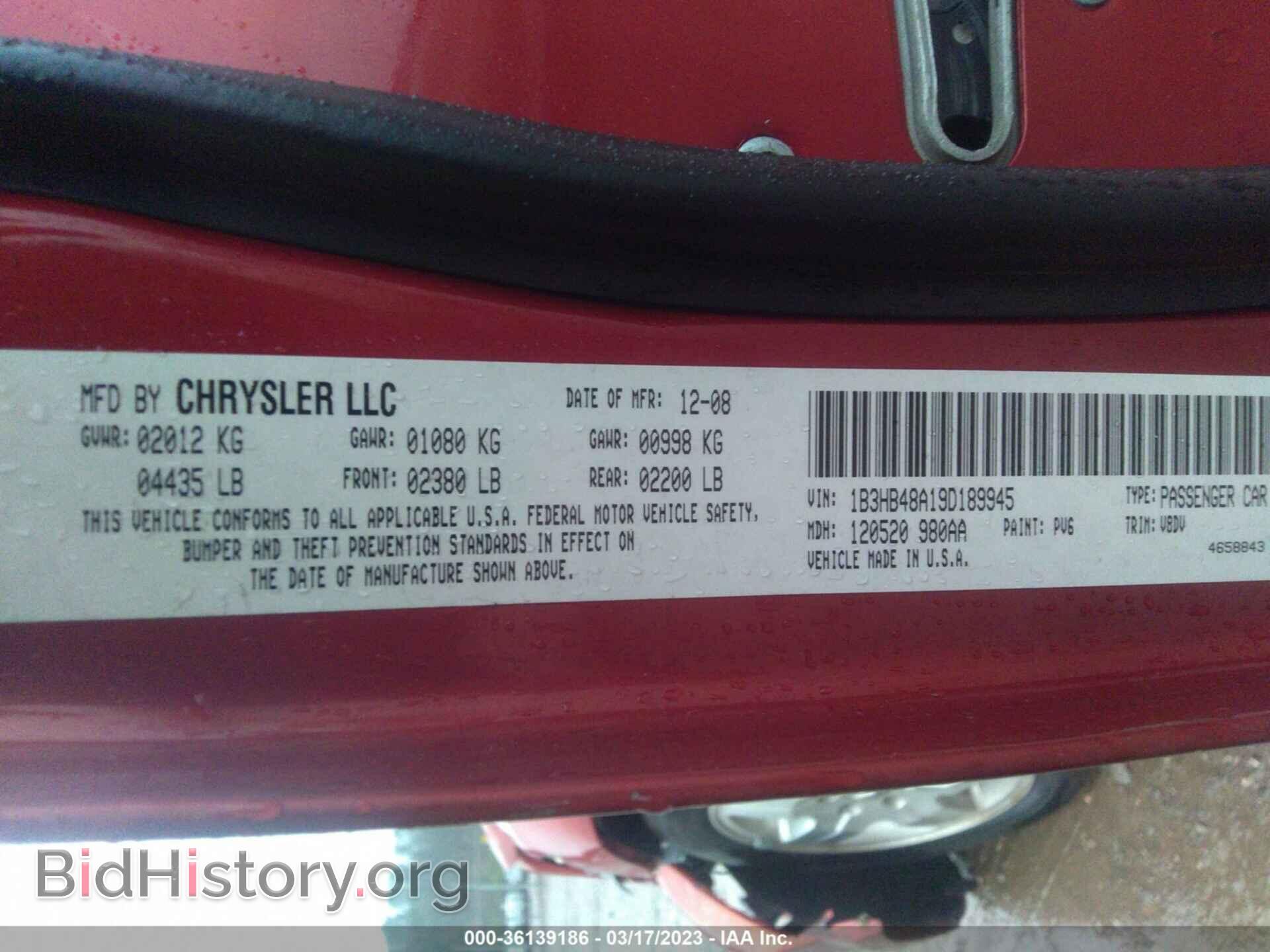 2009 DODGE CALIBER - VIN: 1B3HB48A19D189945 - Фото 9