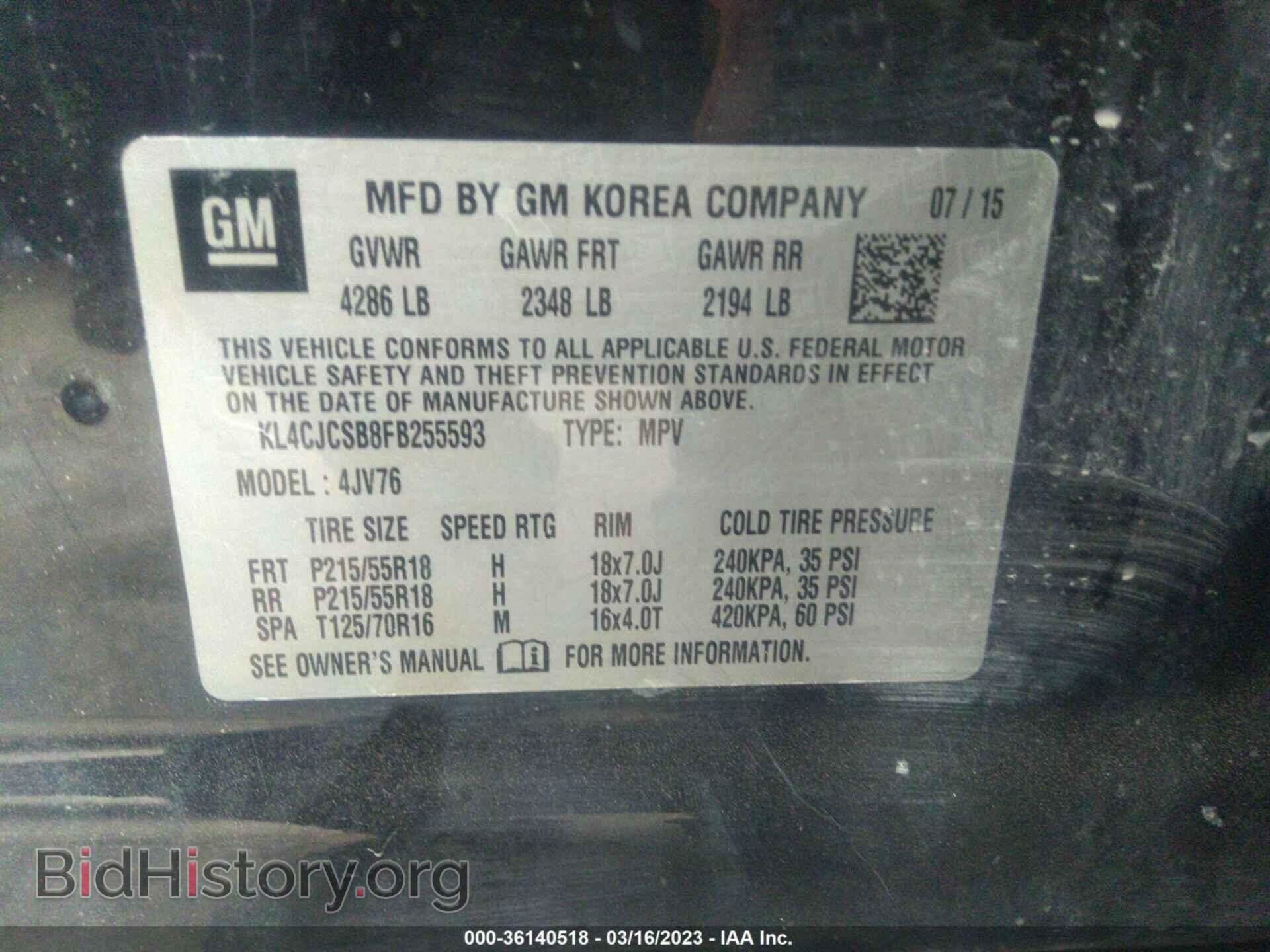 2015 BUICK ENCORE - VIN: KL4CJCSB8FB255593 - Photo 9
