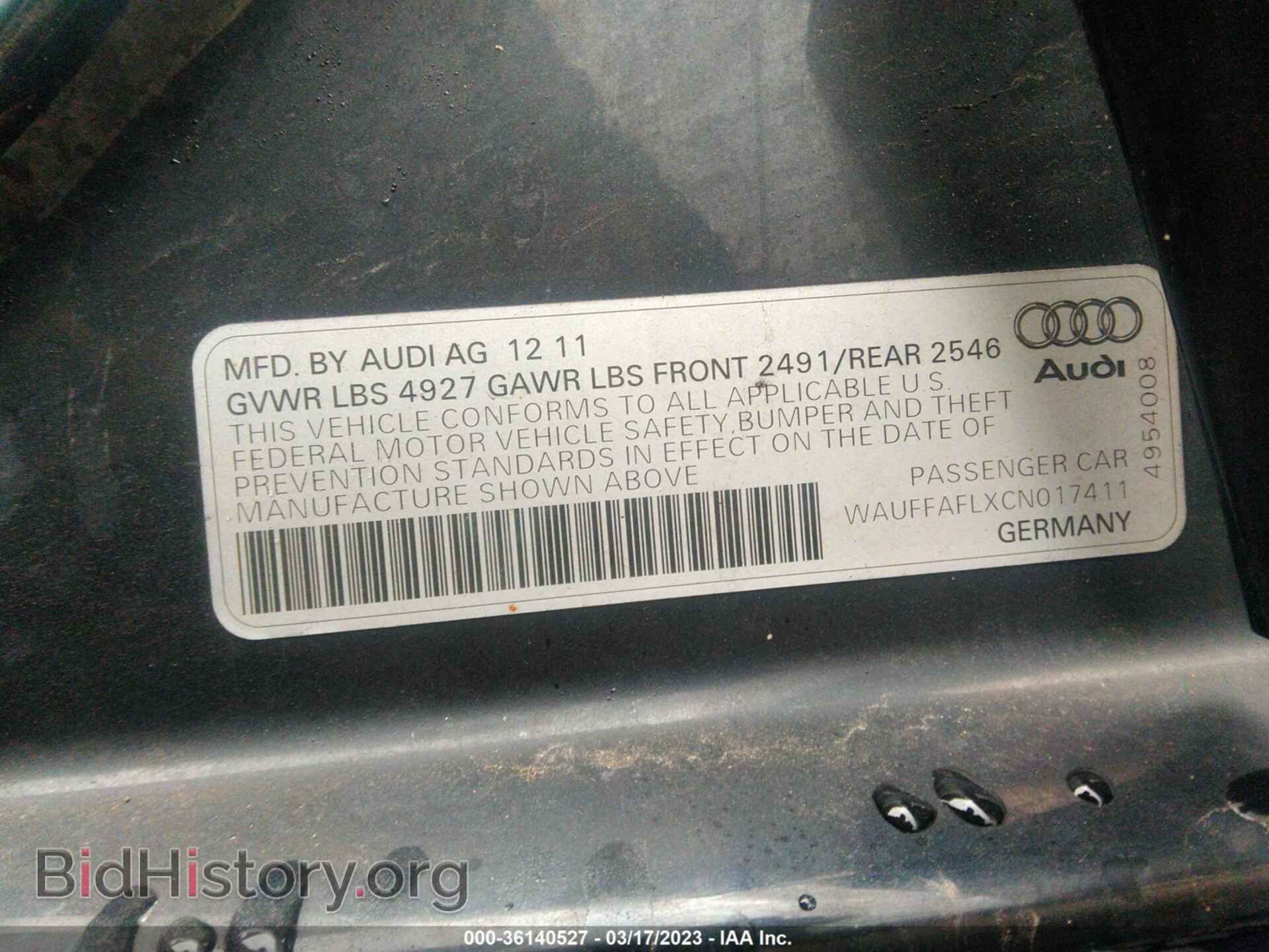 2012 AUDI A4 - VIN: WAUFFAFLXCN017411 - Фото 9