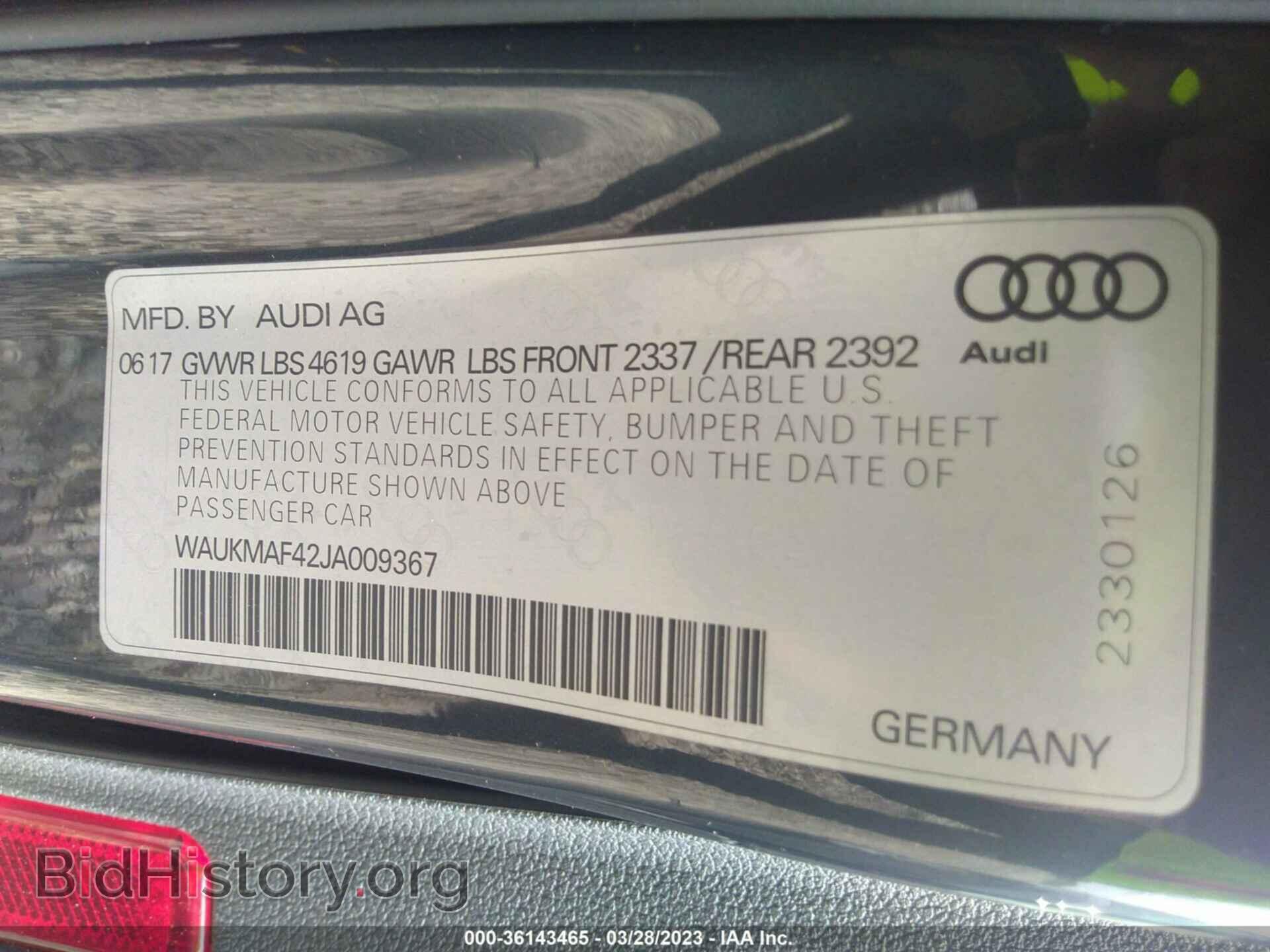2018 AUDI A4 - VIN: WAUKMAF42JA009367 - Photo 9