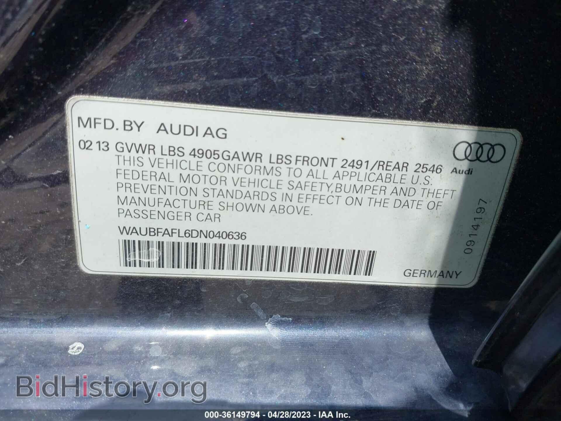 2013 AUDI A4 - VIN: WAUBFAFL6DN040636 - Фото 9