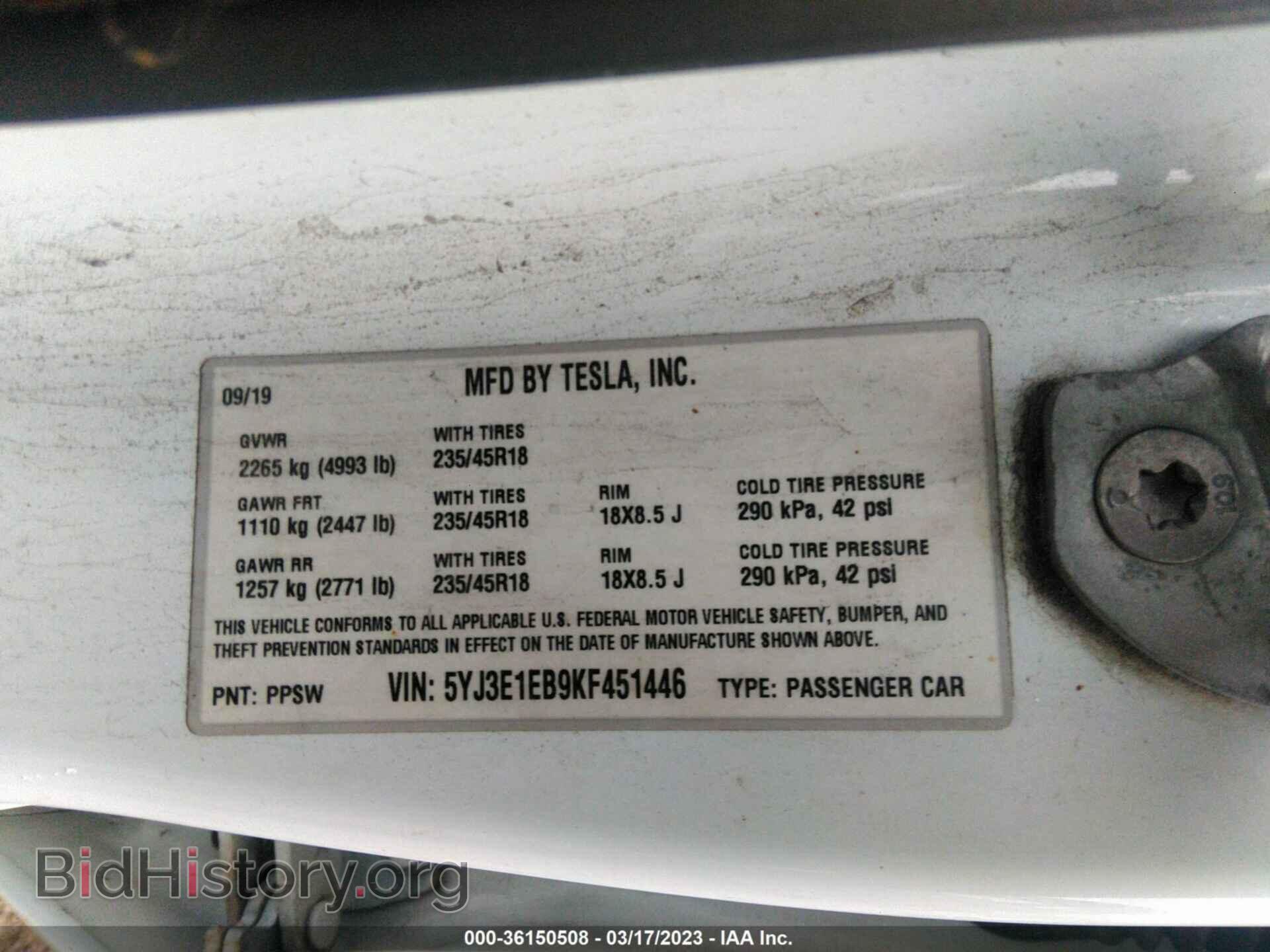 2019 TESLA MODEL 3 - VIN: 5YJ3E1EB9KF451446 - Photo 9