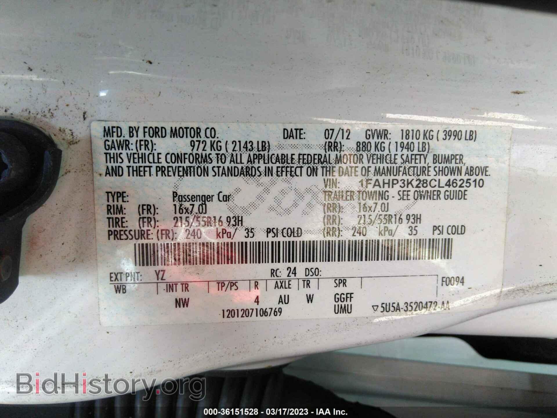 2012 FORD FOCUS - VIN: 1FAHP3K28CL462510 - Фото 9