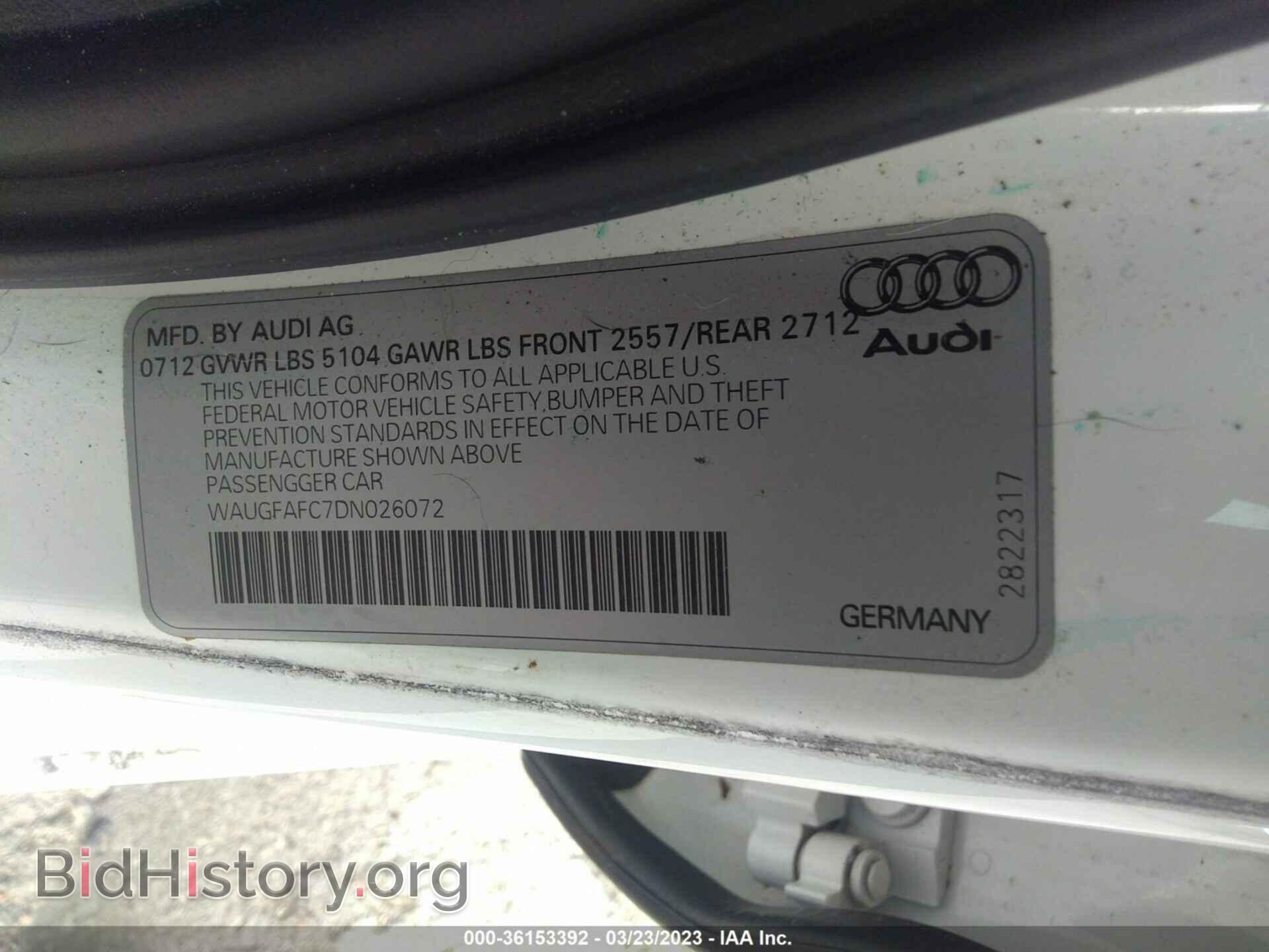 2013 AUDI A6 - VIN: WAUGFAFC7DN026072 - Фото 9