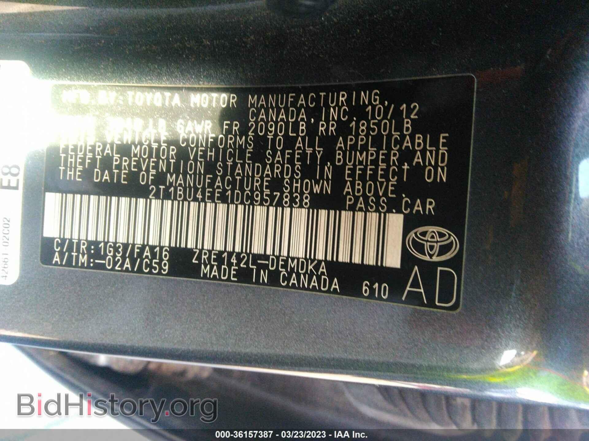 2013 TOYOTA COROLLA - VIN: 2T1BU4EE1DC957838 - Фото 9