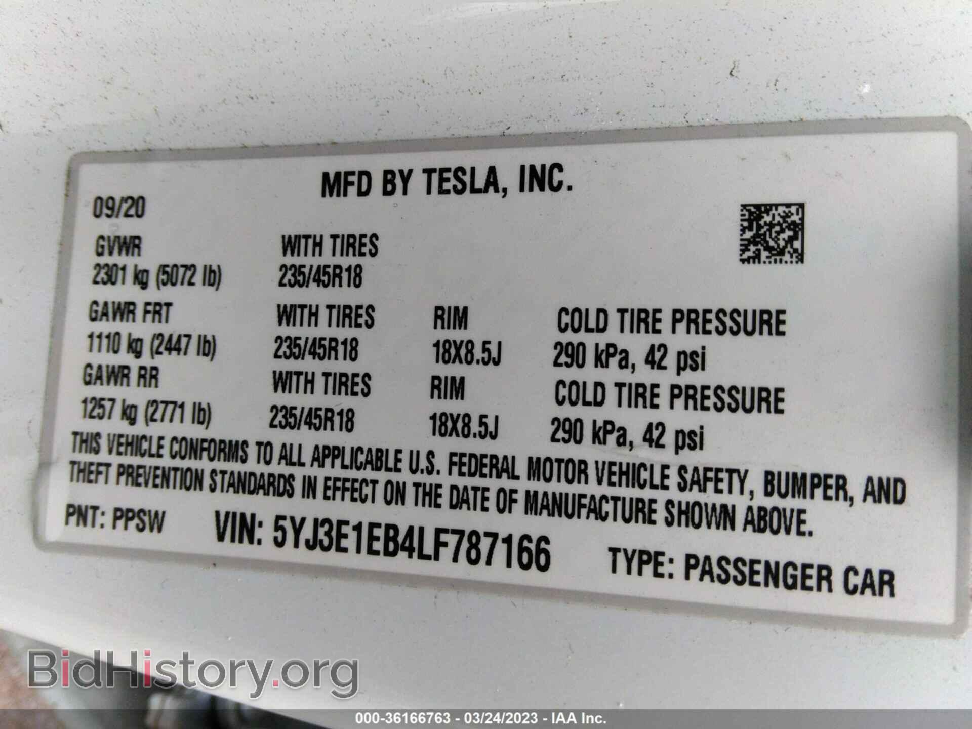 2020 TESLA MODEL 3 - VIN: 5YJ3E1EB4LF787166 - Фото 9