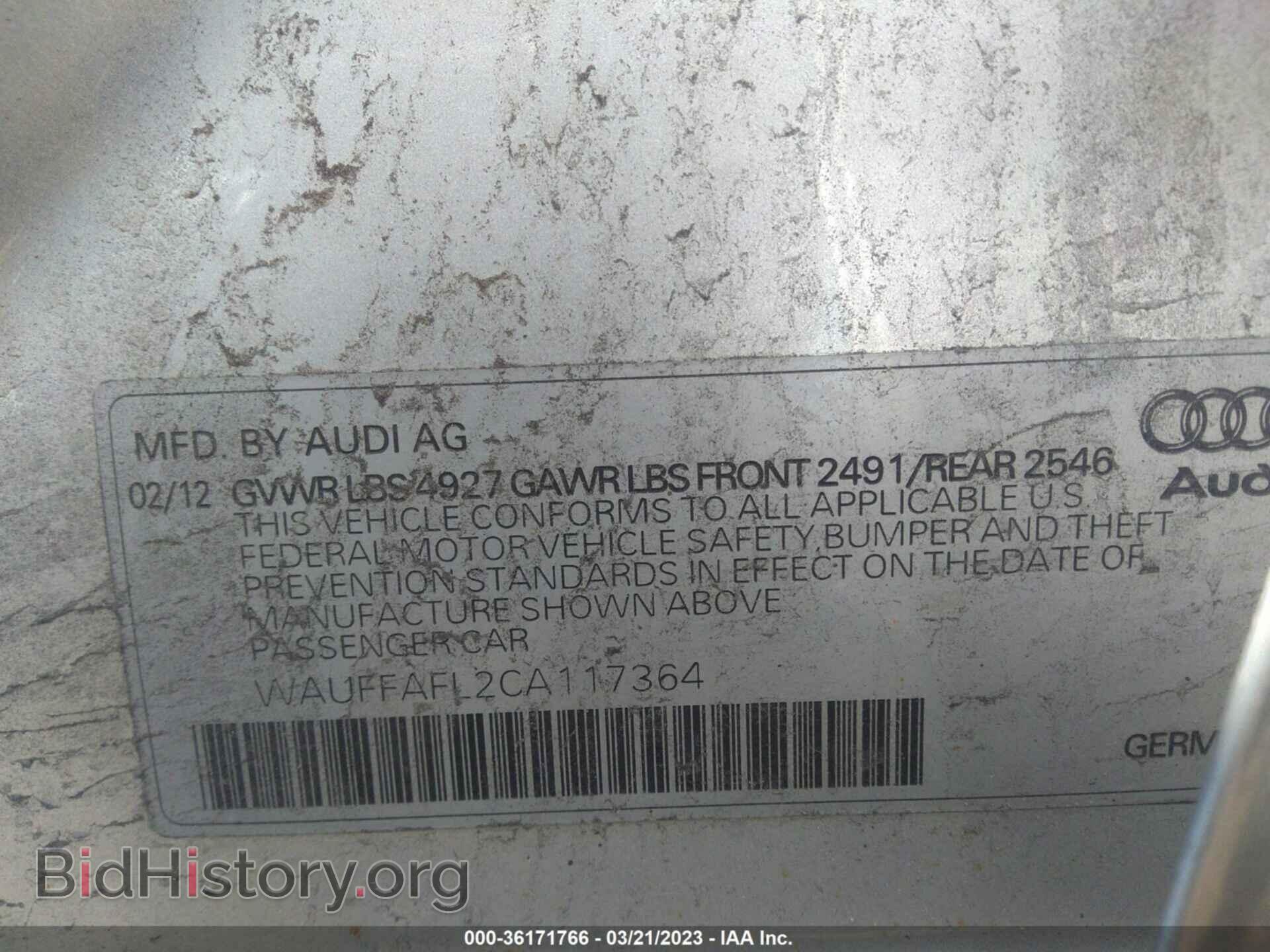 2012 AUDI A4 - VIN: WAUFFAFL2CA117364 - Фото 9