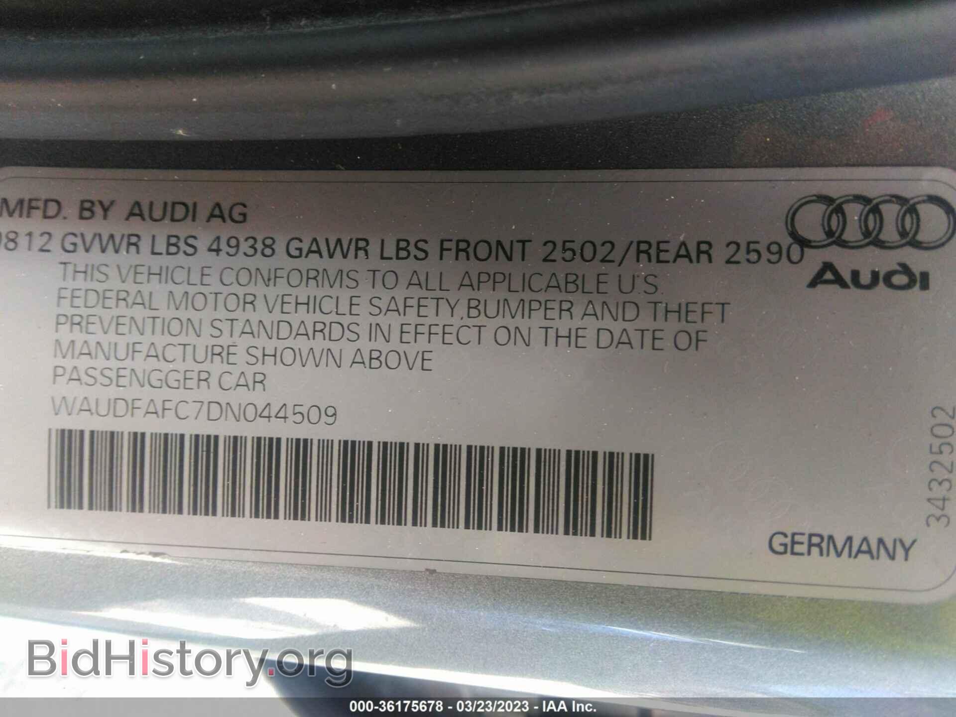 2013 AUDI A6 - VIN: WAUDFAFC7DN044509 - Фото 9
