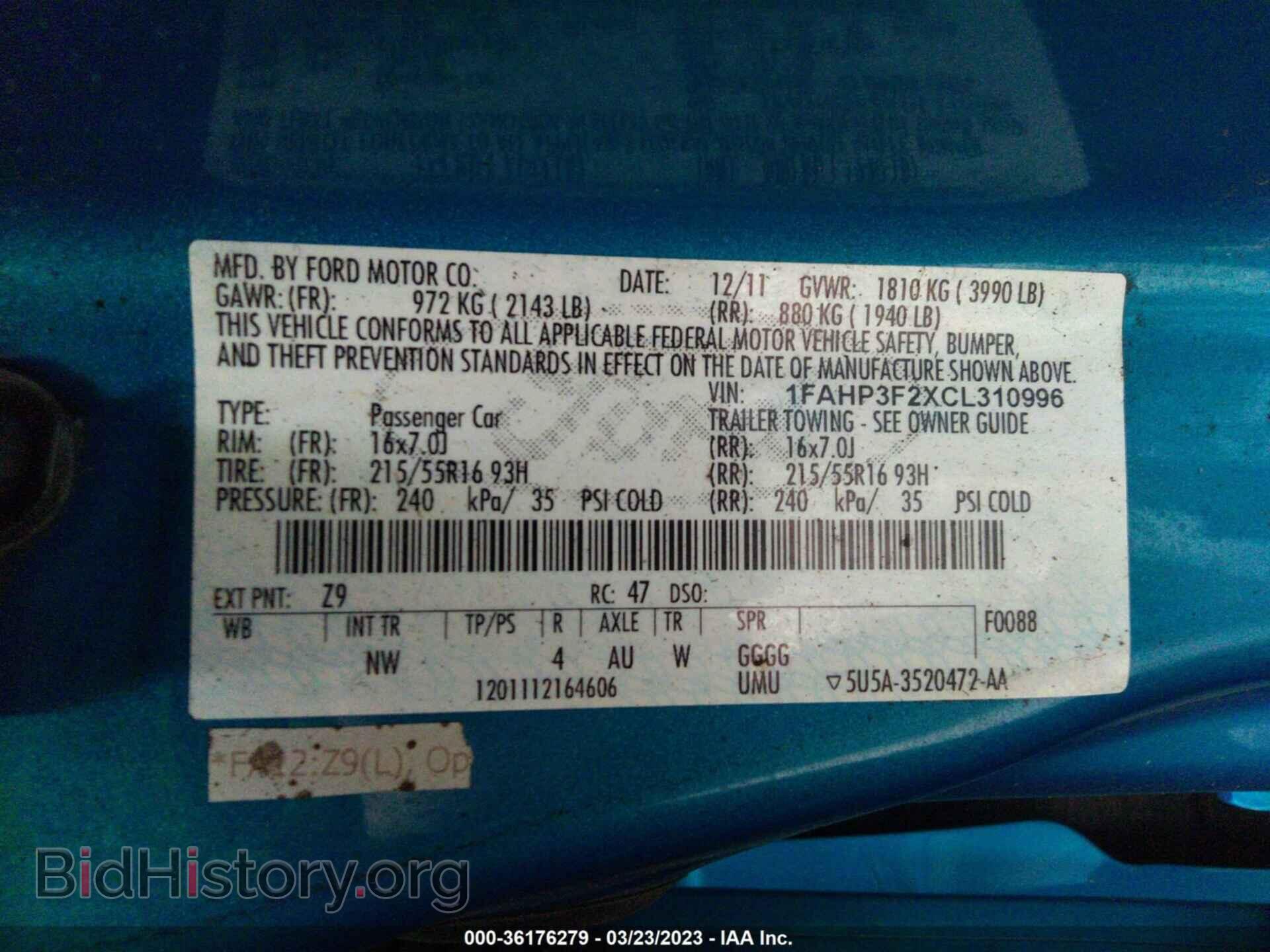 2012 FORD FOCUS - VIN: 1FAHP3F2XCL310996 - Photo 9