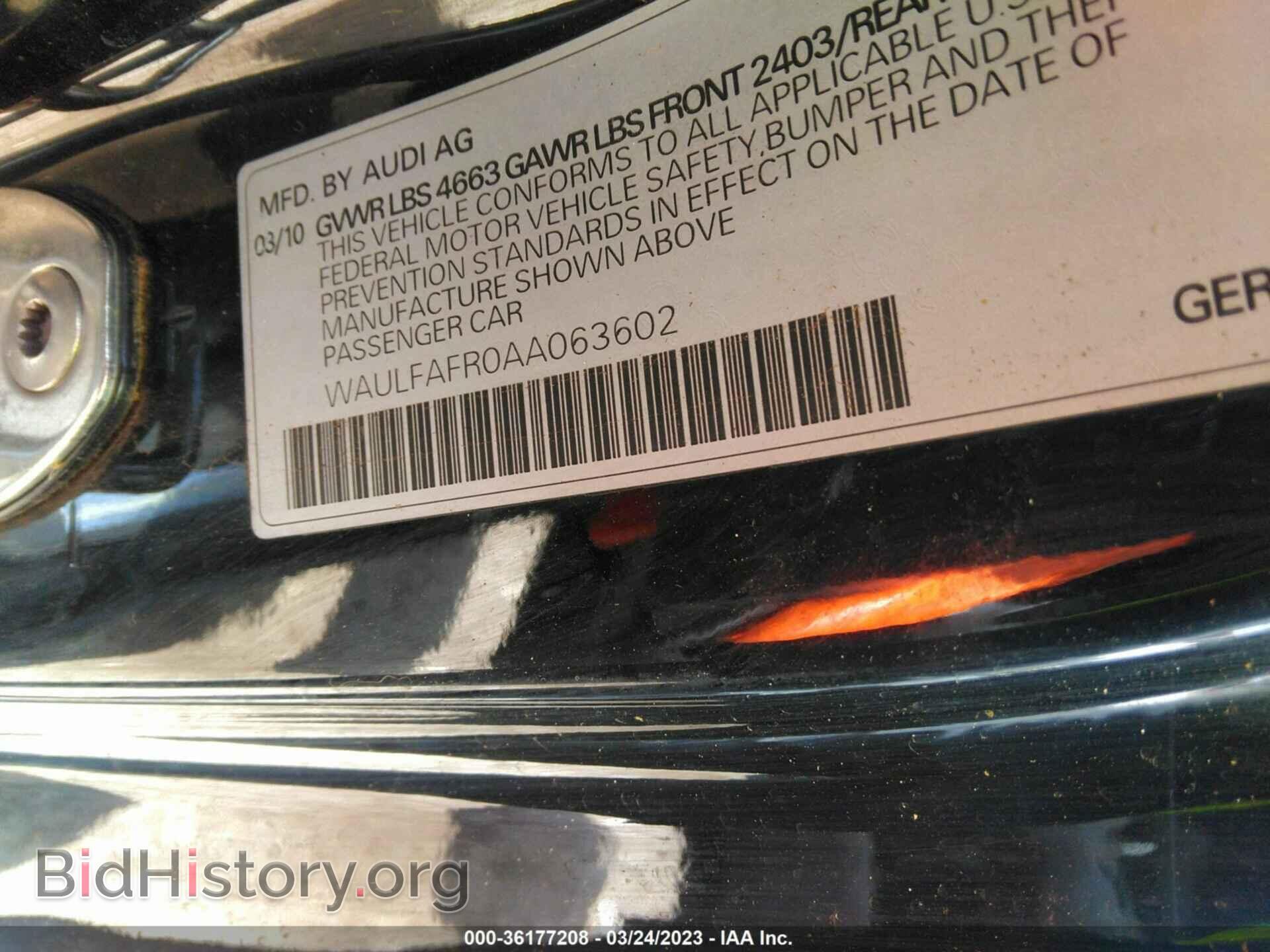 2010 AUDI A5 - VIN: WAULFAFR0AA063602 - Фото 9