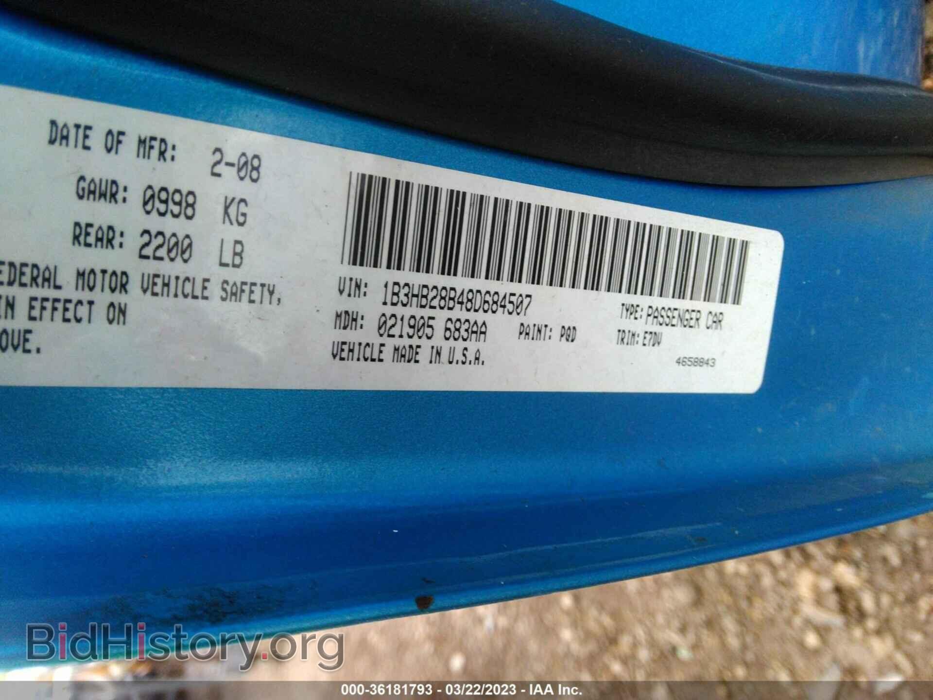 2008 DODGE CALIBER - VIN: 1B3HB28B48D684507 - Фото 9