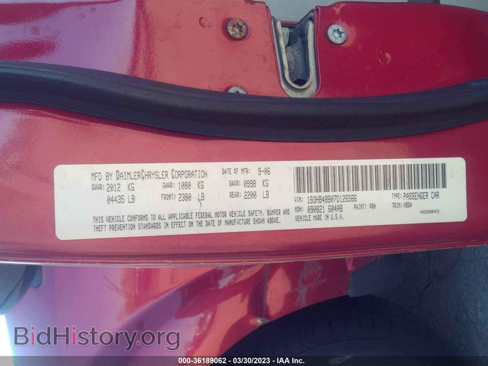 2007 DODGE CALIBER - VIN: 1B3HB48B07D126566 - Photo 9