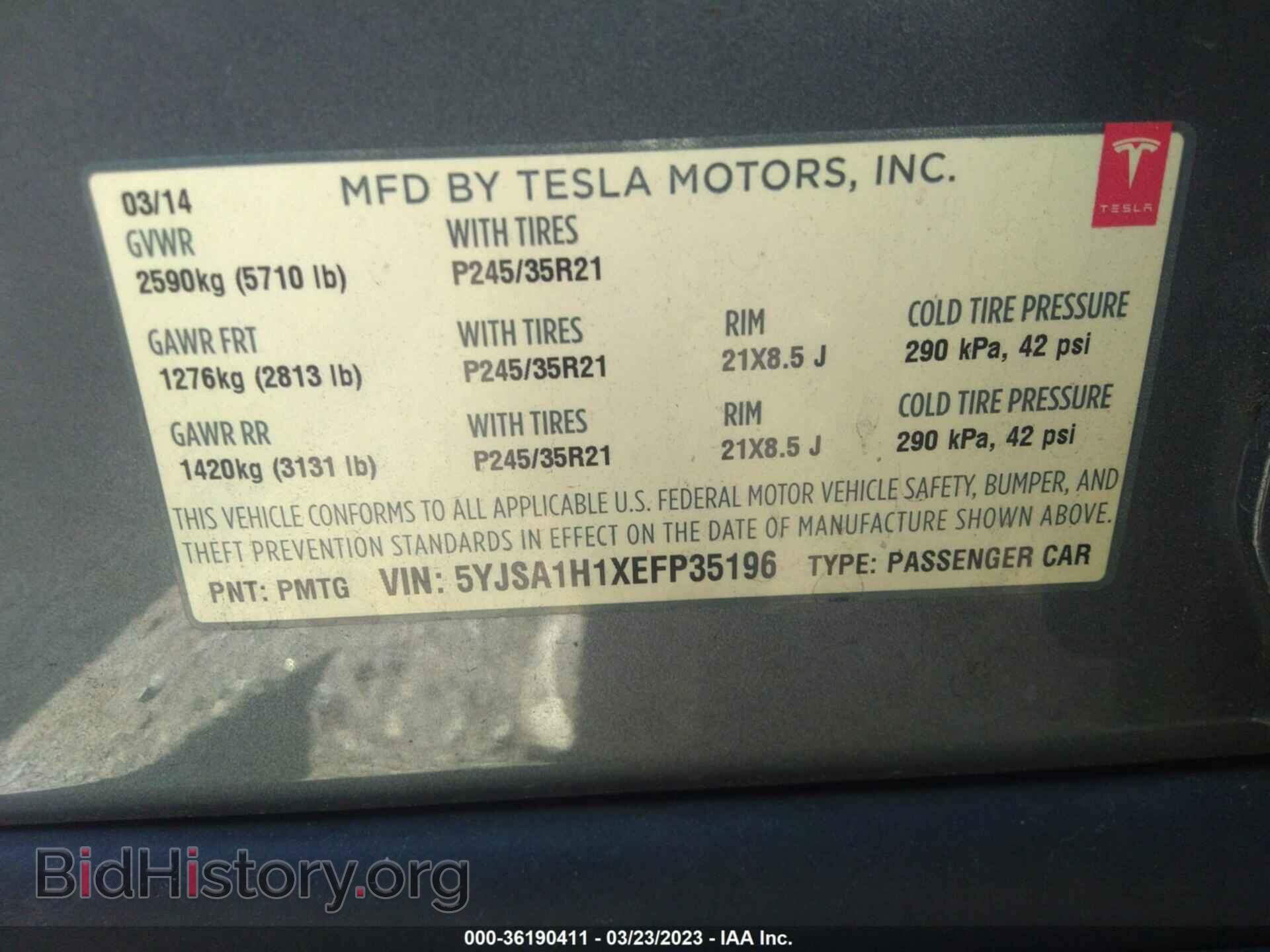 2014 TESLA MODEL S - VIN: 5YJSA1H1XEFP35196 - Photo 9