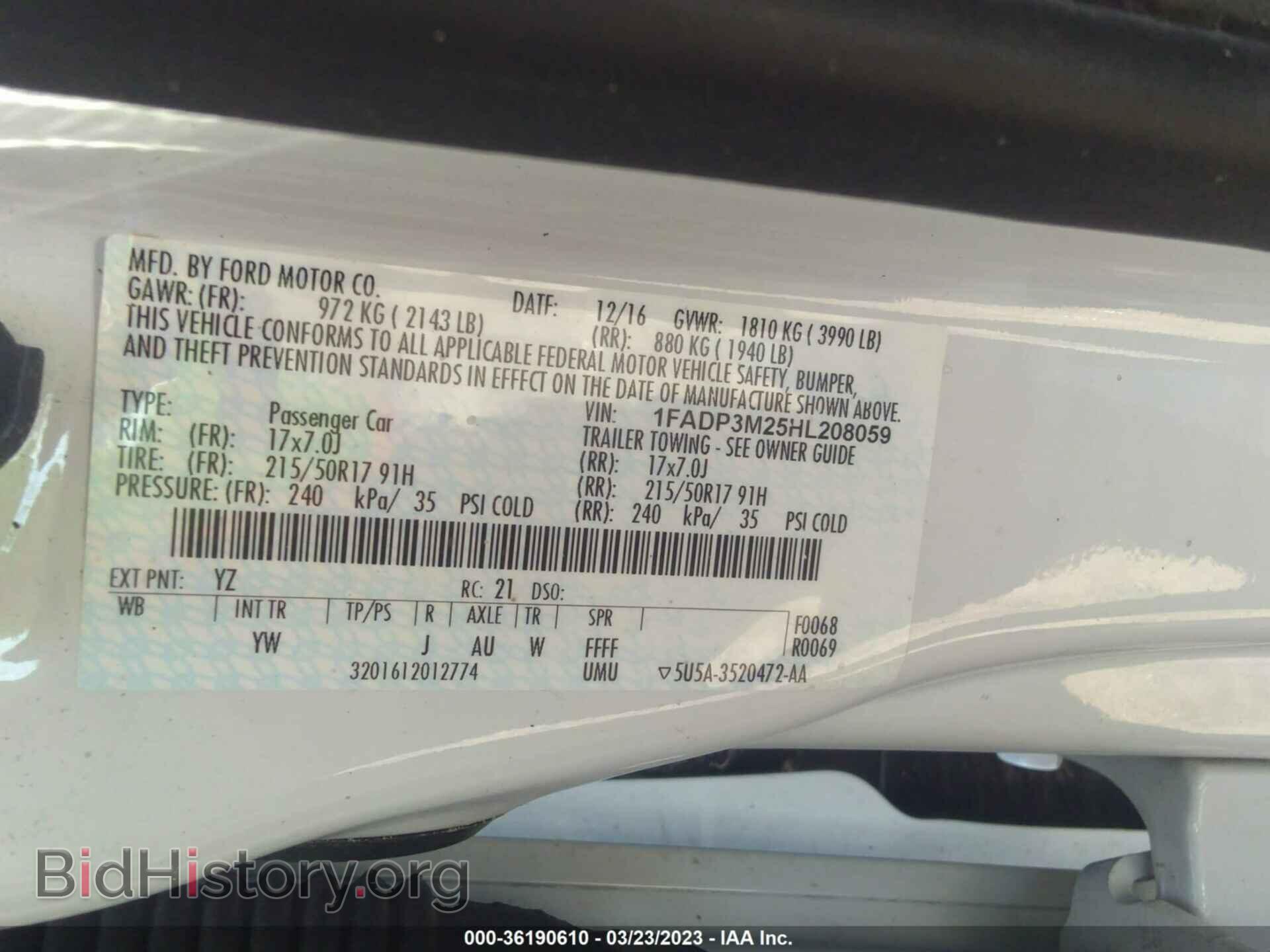 2017 FORD FOCUS - VIN: 1FADP3M25HL208059 - Фото 9