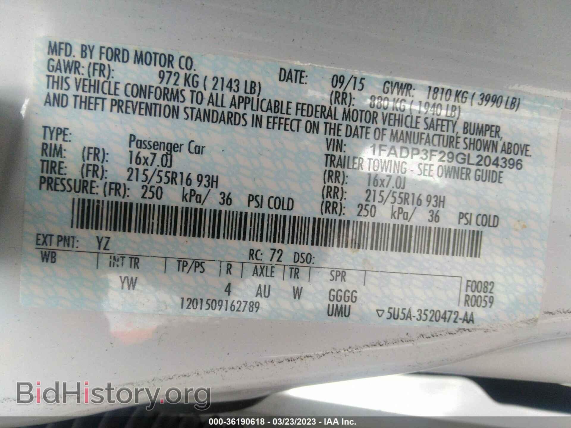 2016 FORD FOCUS - VIN: 1FADP3F29GL204396 - Фото 9