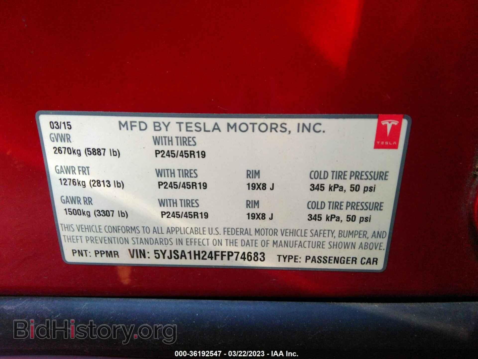 2015 TESLA MODEL S - VIN: 5YJSA1H24FFP74683 - Photo 9