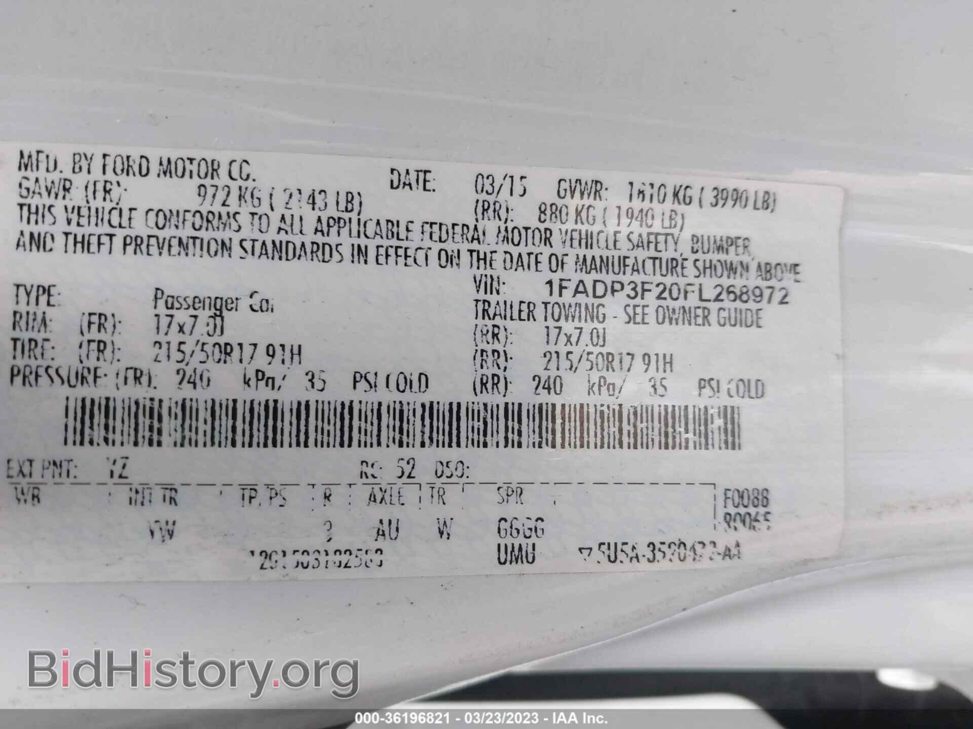2015 FORD FOCUS - VIN: 1FADP3F20FL268972 - Фото 9