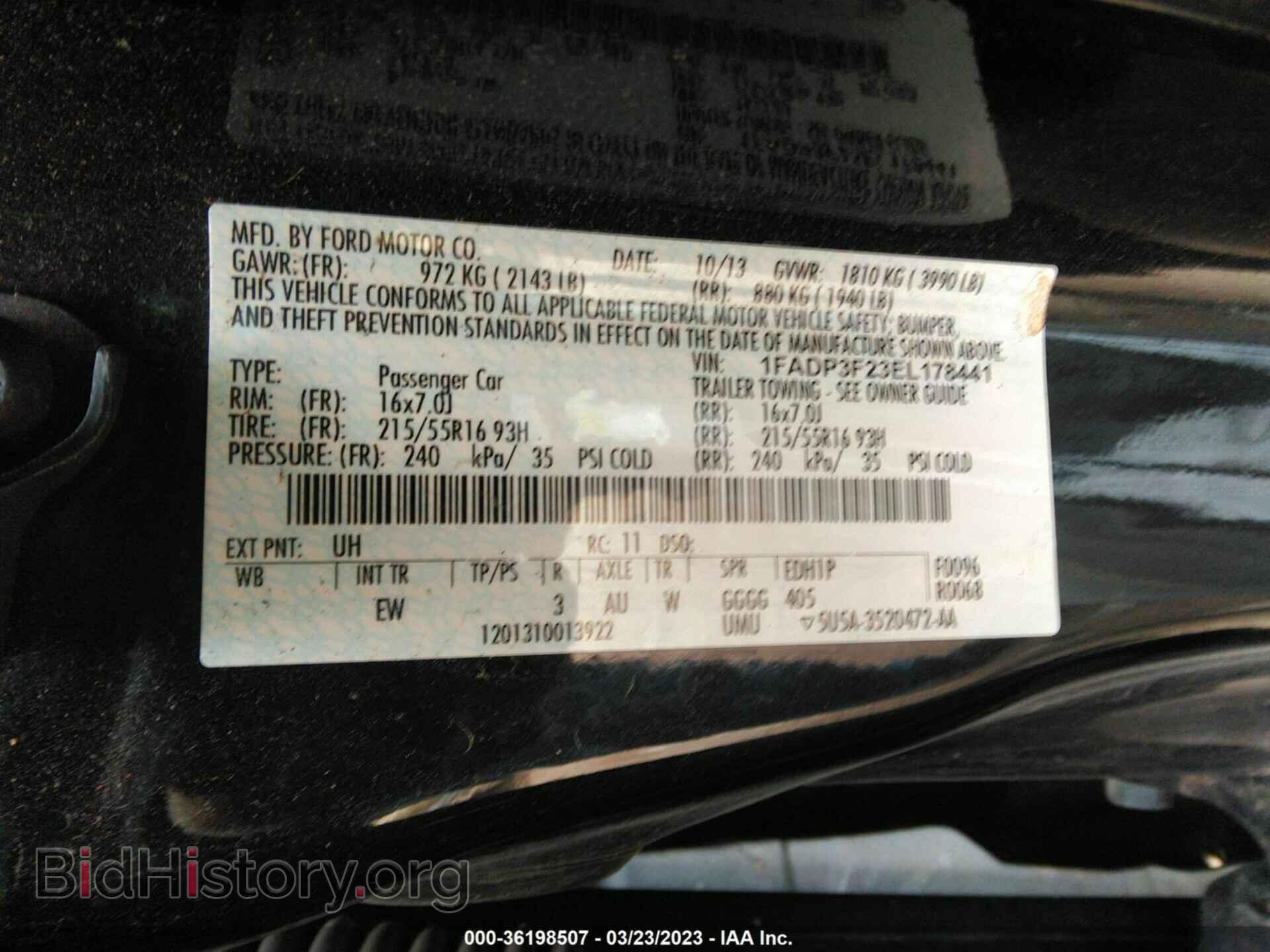 2014 FORD FOCUS - VIN: 1FADP3F23EL178441 - Фото 9