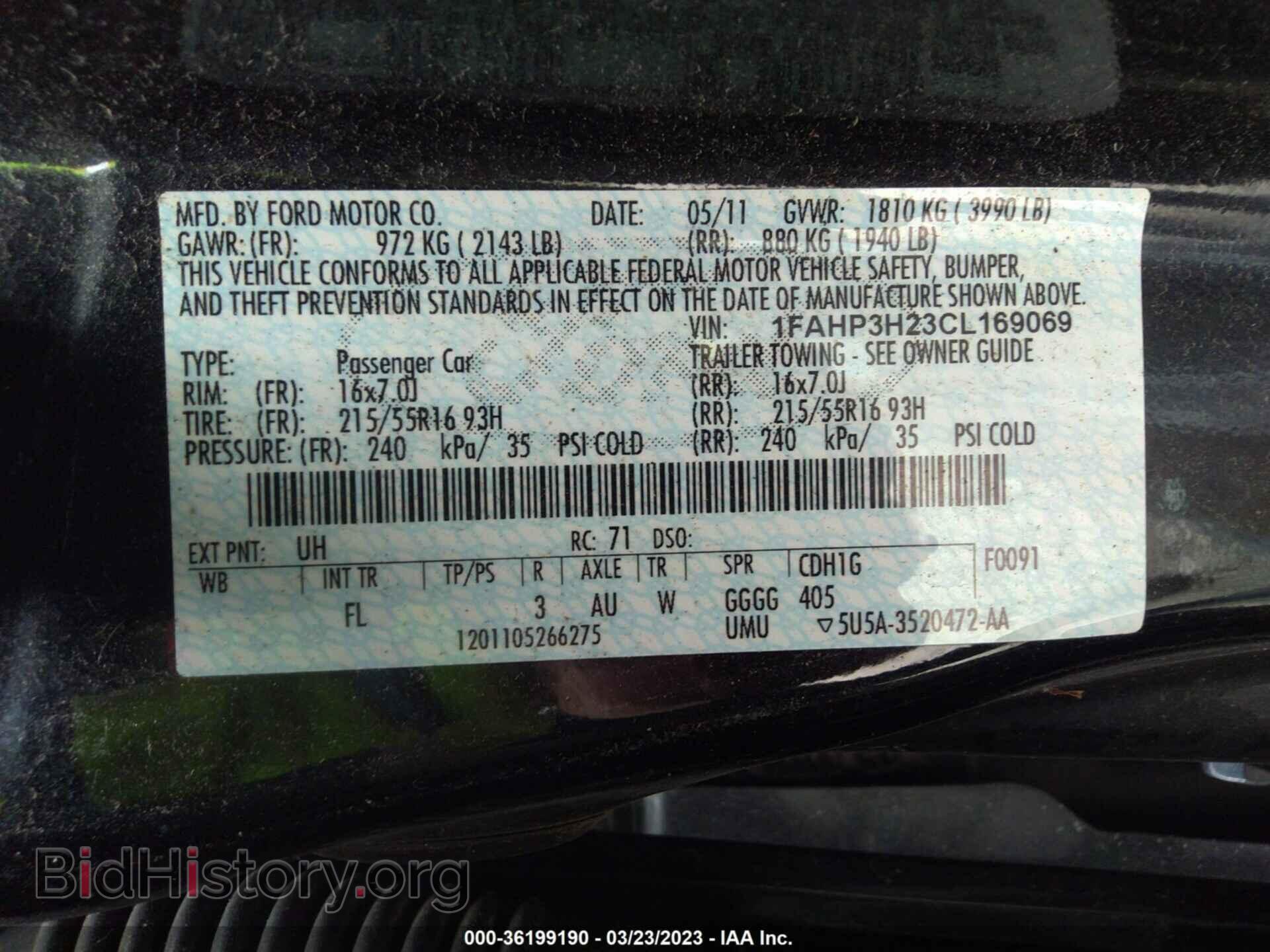 2012 FORD FOCUS - VIN: 1FAHP3H23CL169069 - Фото 9