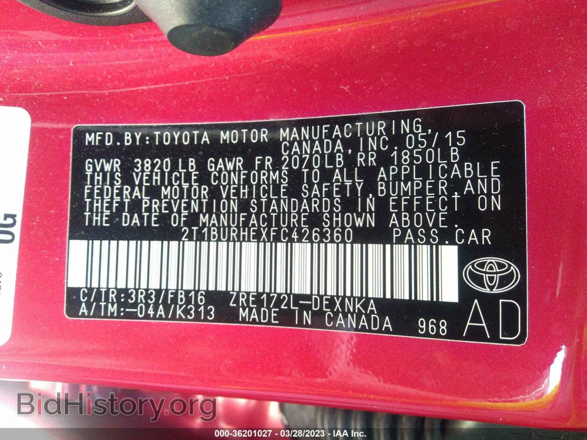 2015 TOYOTA COROLLA - VIN: 2T1BURHEXFC426360 - Photo 9